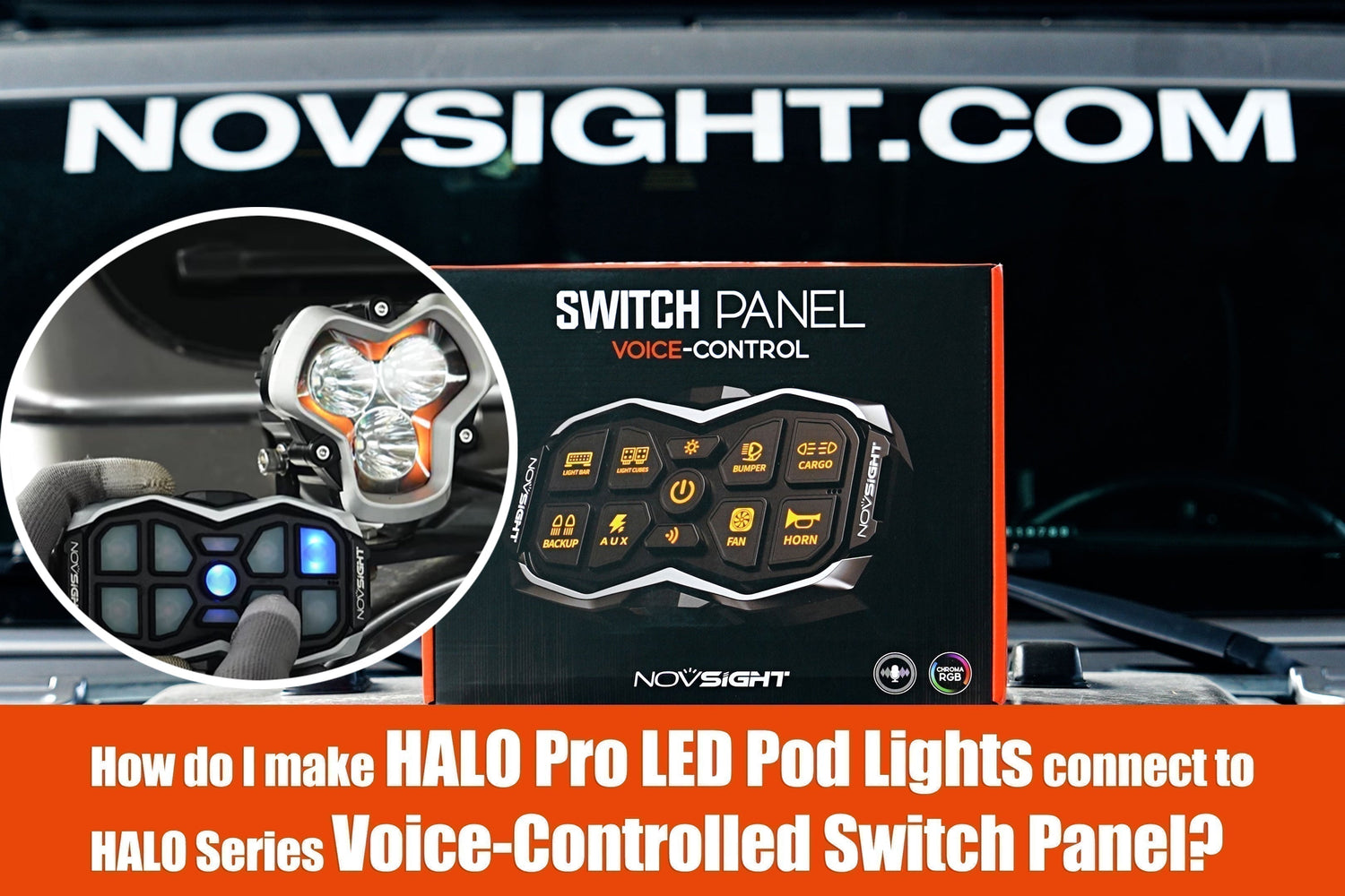 How do I make HALO Pro LED Pod Lights connect to Voice-Controlled Switch Panel?
