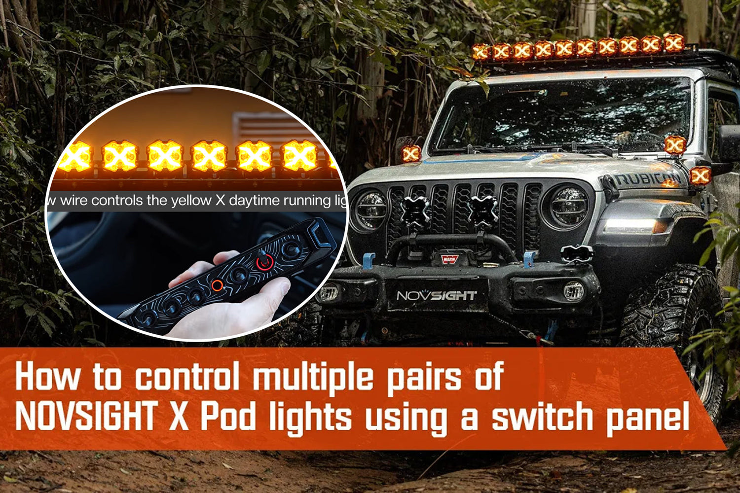 How to control multiple pairs of Novsight X Series Pod lights using a switch panel?