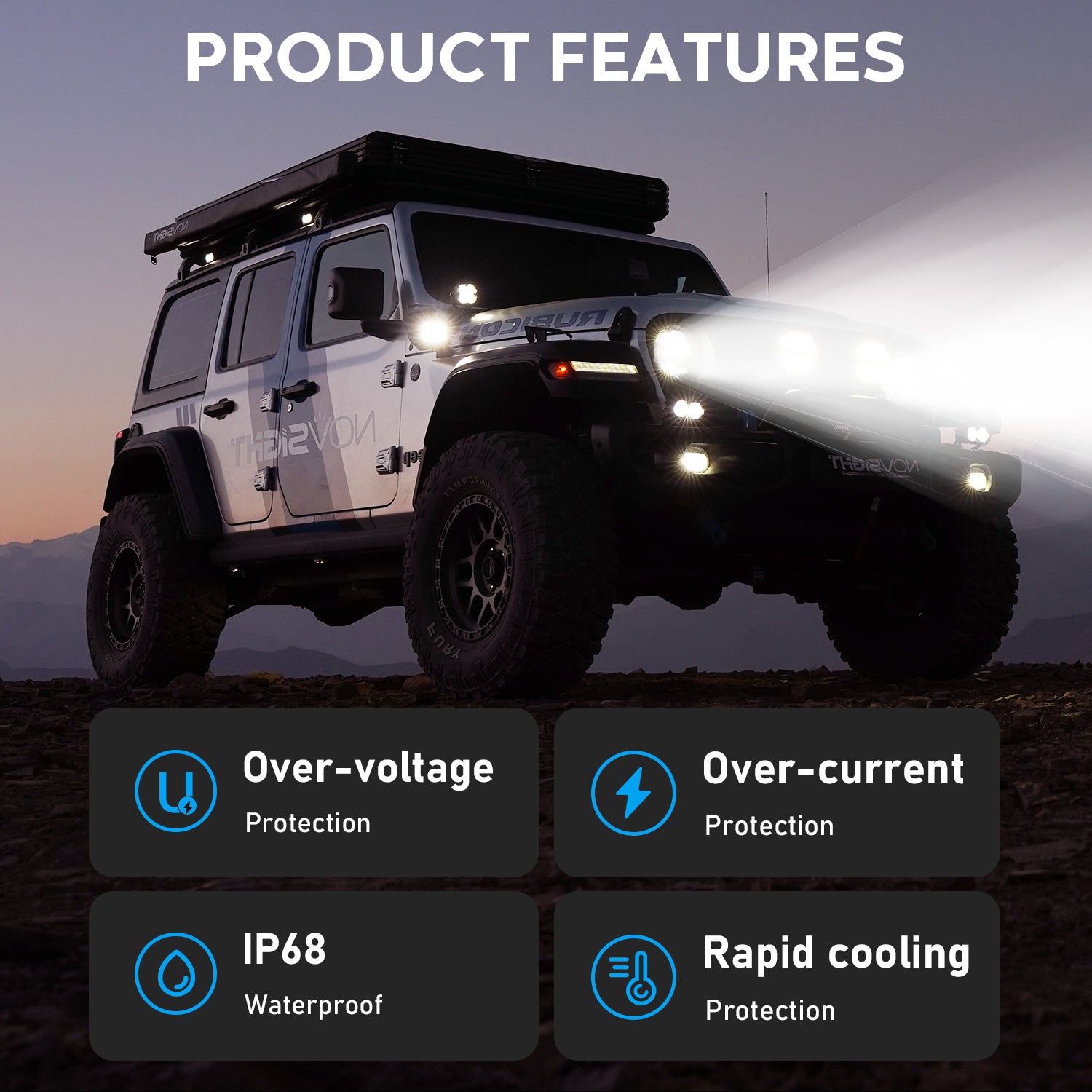 3 Inch Off-Road LED Pods Driving Spot Flood Lights with High Intensity for Truck Wrangler Jeep Ram Suv Atv Boat - NOVSIGHT