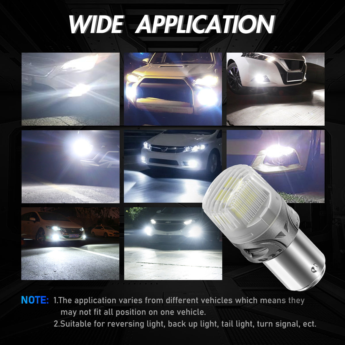 1157 180° P215W BAY15D BA15D LED Bulbs for Rear Front Signaling Lights DRL - White - NOVSIGHT