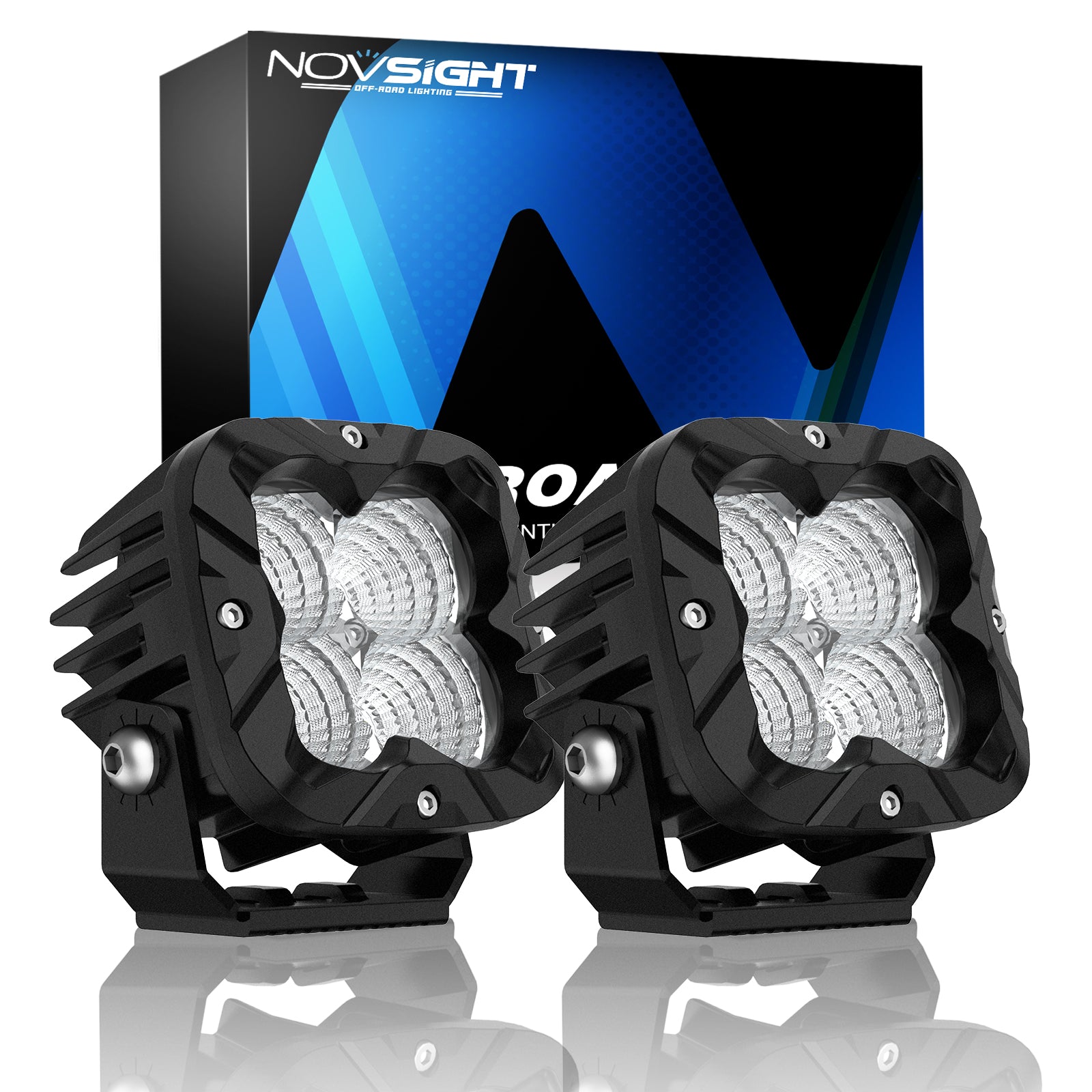 3 Inch Off-Road LED Pods Driving Lights with High Intensity for Truck Wrangler Jeep Ram Suv Atv Boat - NOVSIGHT