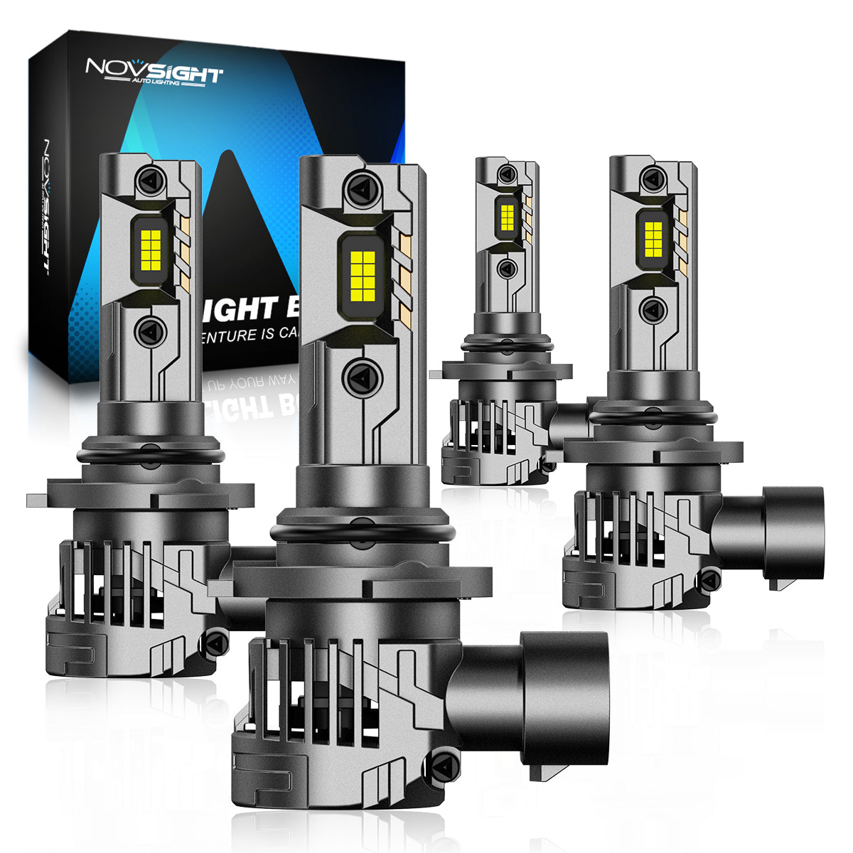 1993-2016 Toyota Corolla Headlight Bulbs 9006 9005 LED Conversion Pack of 4, 6500K White Lights - NOVSIGHT