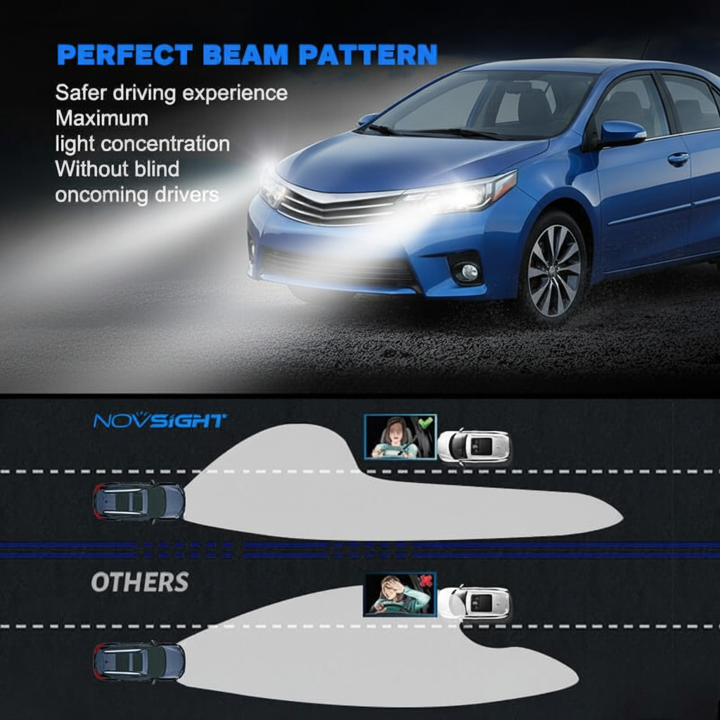 1993-2016 Toyota Corolla Headlight Bulbs 9006 9005 LED Conversion Pack of 4, 6500K White Lights - NOVSIGHT