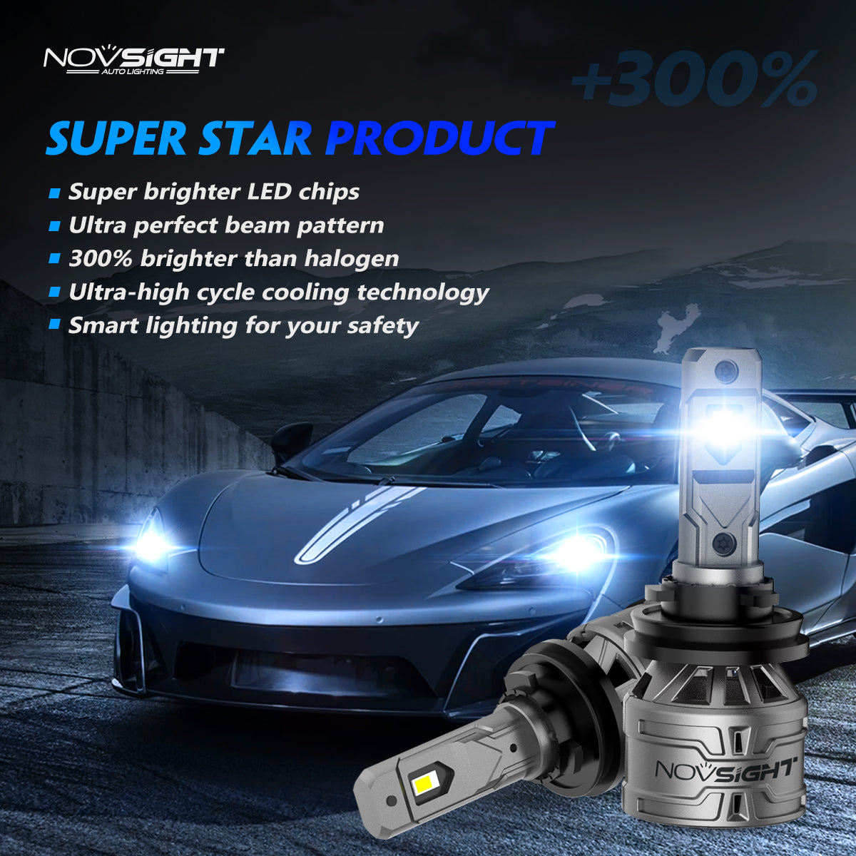 2010-2018 Chevrolet Equinox Custom-Fit LED Headlight Bulbs H11 9005 Conversion Kits 4 Bulbs - NOVSIGHT