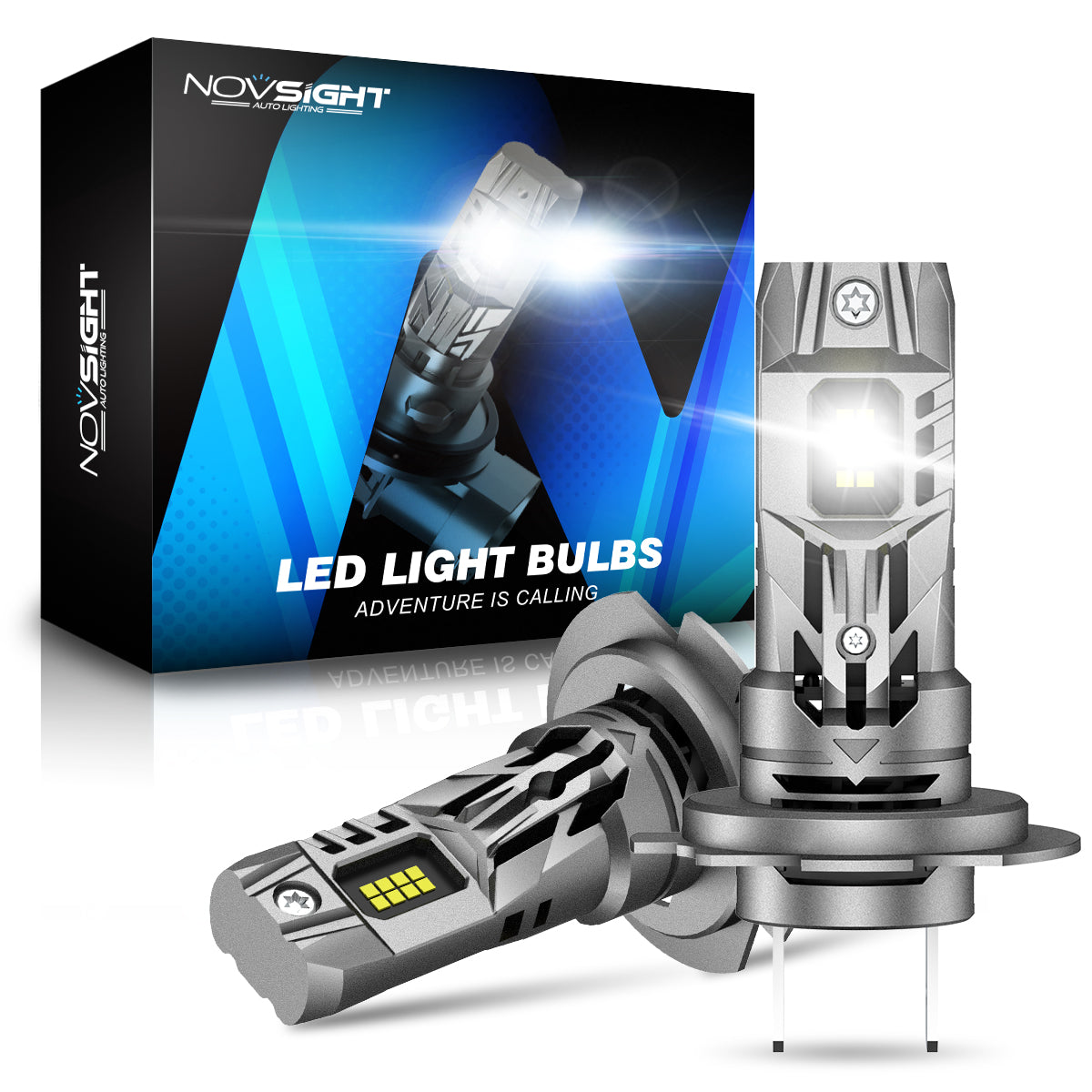 N63 Upgraded Mini 1:1 Series Wireless | H7 H11 9005 9006 LED Headlight Bulbs Original Mini Size 70W 16000LM 90W 20000LM 6500K White | 2 Bulbs - NOVSIGHT