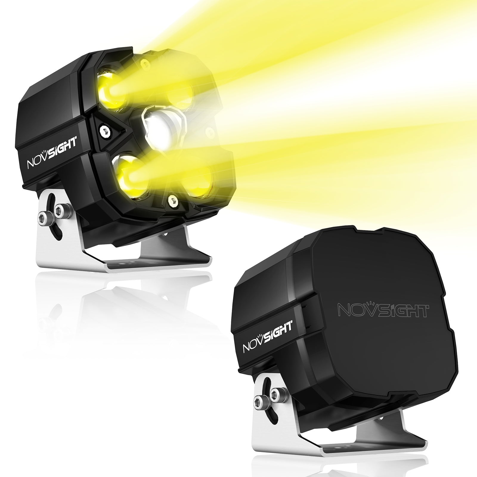 CYBER 1 Series | 4 Inch Off-road LED Pods Driving Light Yellow and White with Dual Beam Modes Driving and Spot - NOVSIGHT