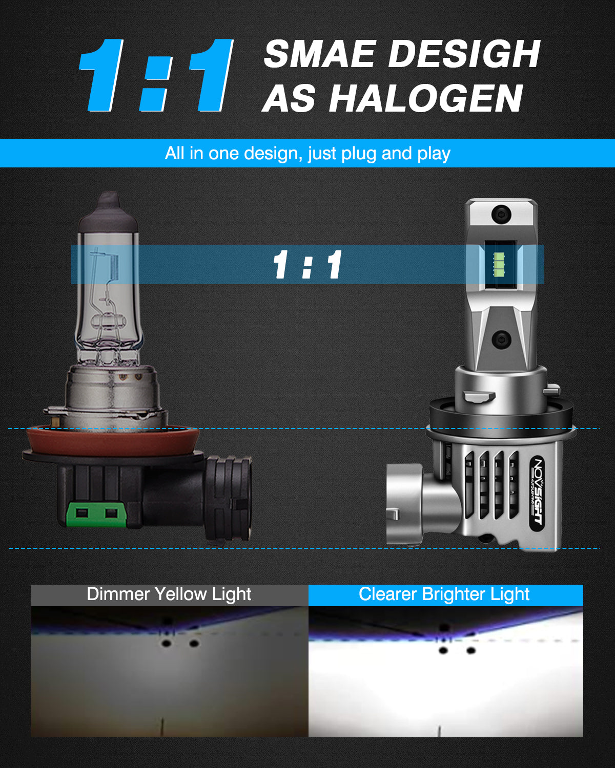 2000-2020 Chevrolet Tahoe Custom-Fit LED Headlight Bulbs H11 9005 Conversion Kits 4 Bulbs - NOVSIGHT