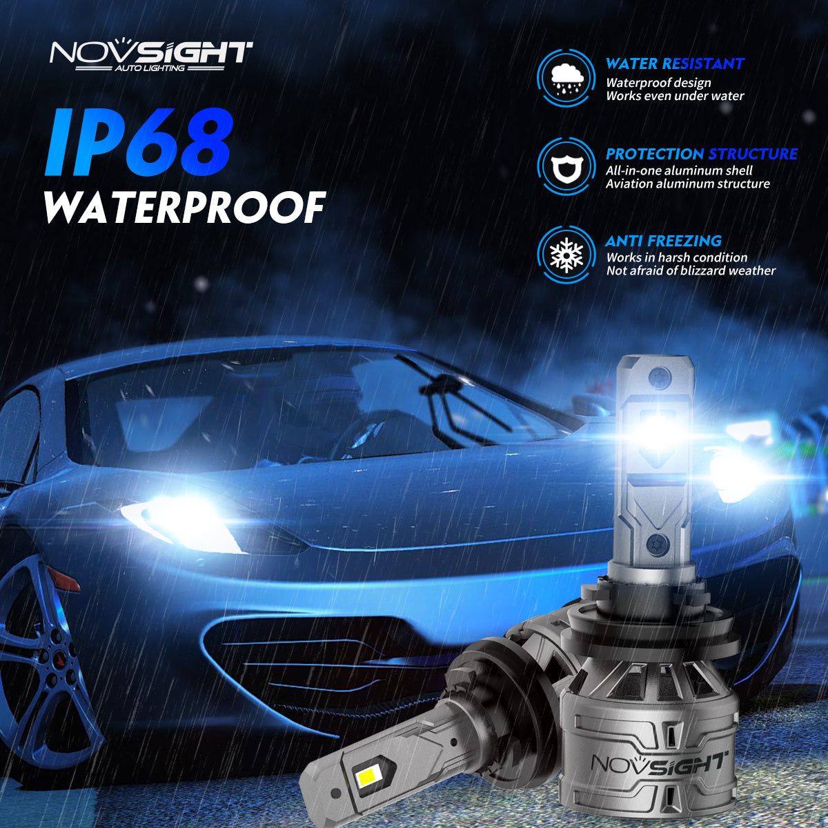 2010-2018 Chevrolet Equinox Custom-Fit LED Headlight Bulbs H11 9005 Conversion Kits 4 Bulbs - NOVSIGHT