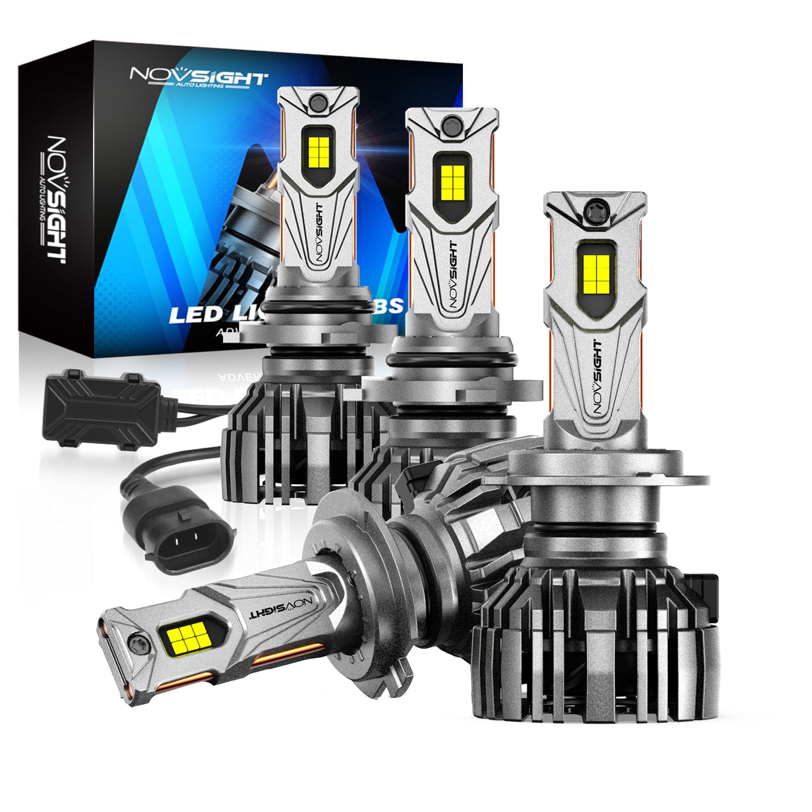 2014-2018 Hyundai Elantra Custom-Fit LED Bulbs 9005 H7 Halogen Replacement 4 Bulbs - NOVSIGHT