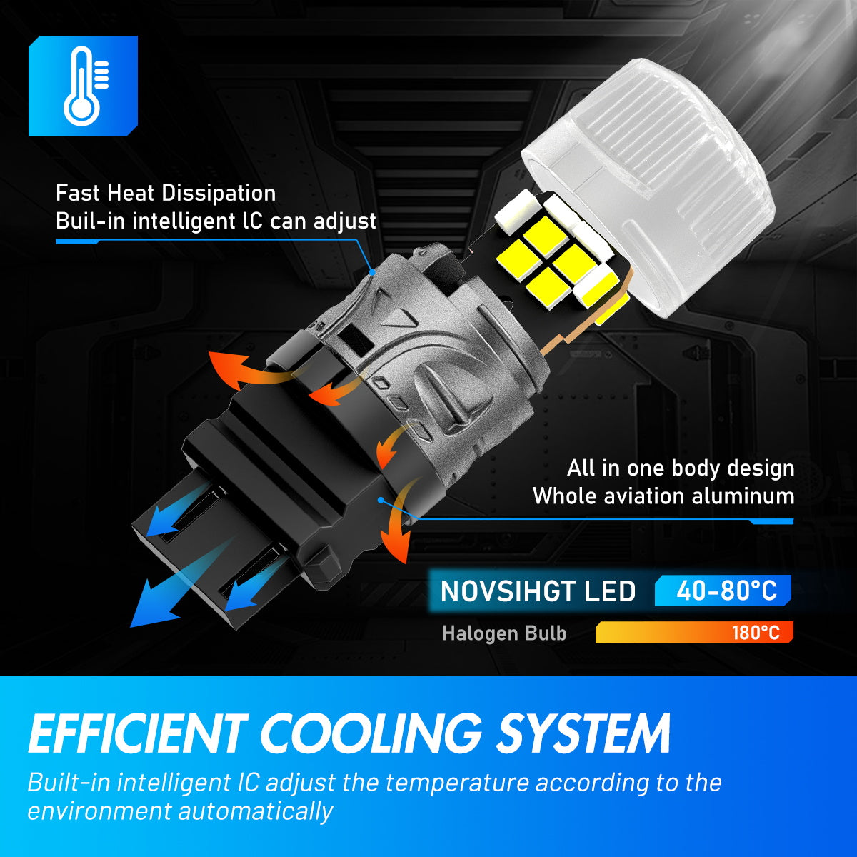 3157 3047 3057 3155 3157 3157AV LED Bulbs for Rear Front Sinal Lights DRL - White - NOVSIGHT