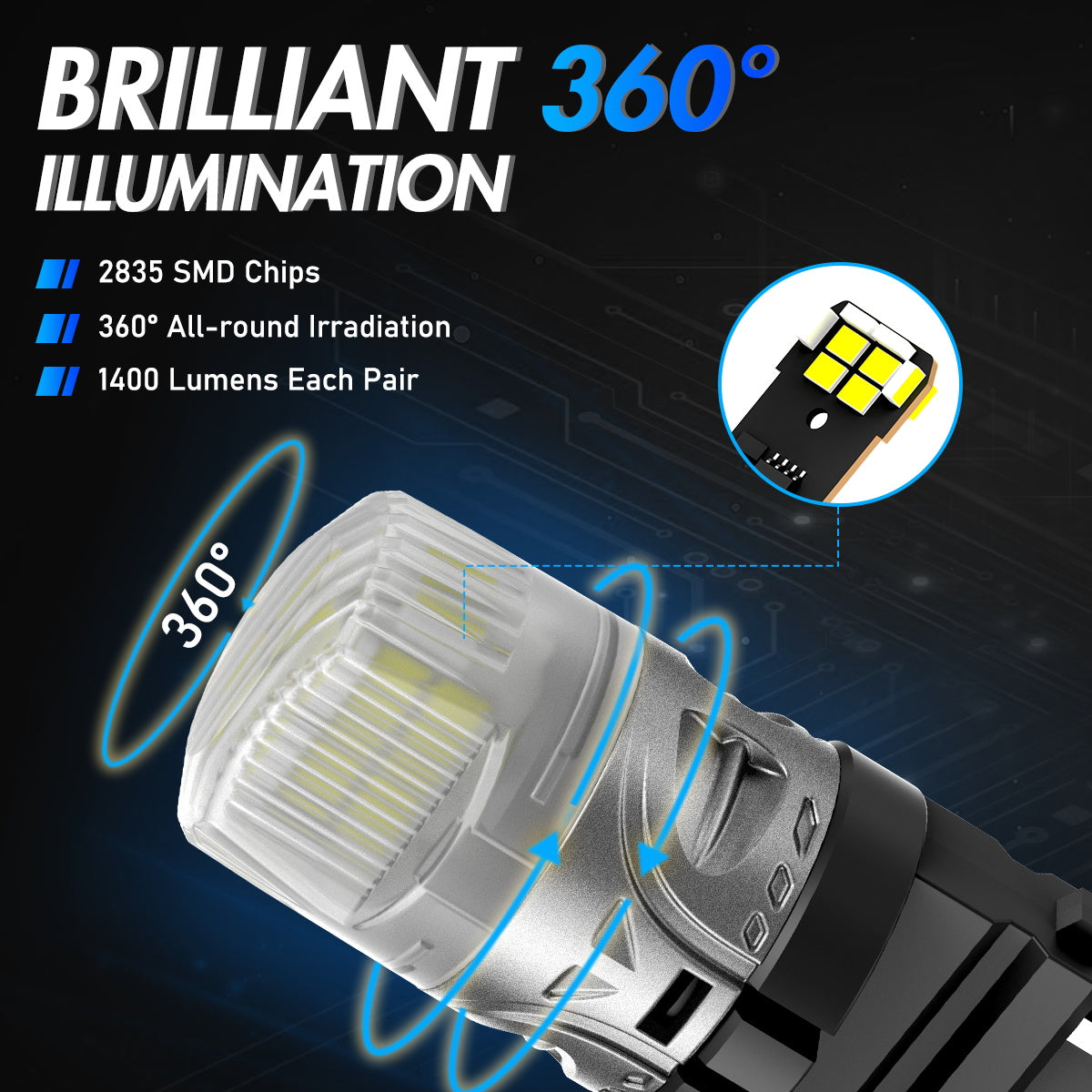 3157 3047 3057 3155 3157 3157AV LED Bulbs for Rear Front Sinal Lights DRL - White - NOVSIGHT