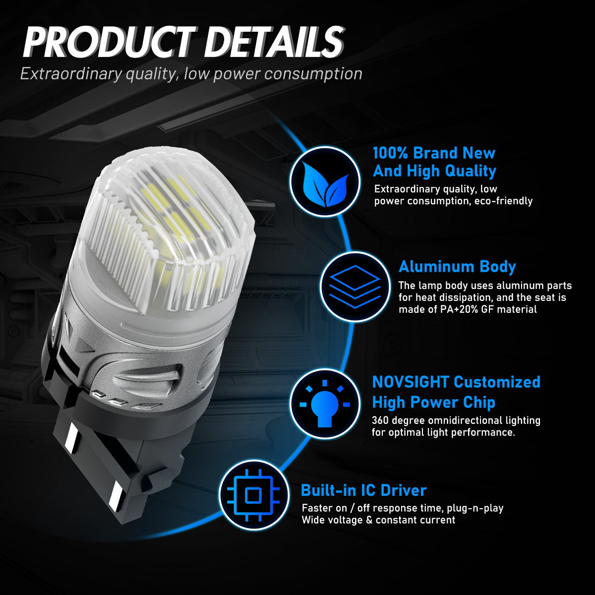3157 3047 3057 3155 3157 3157AV LED Bulbs for Rear Front Sinal Lights DRL - White - NOVSIGHT