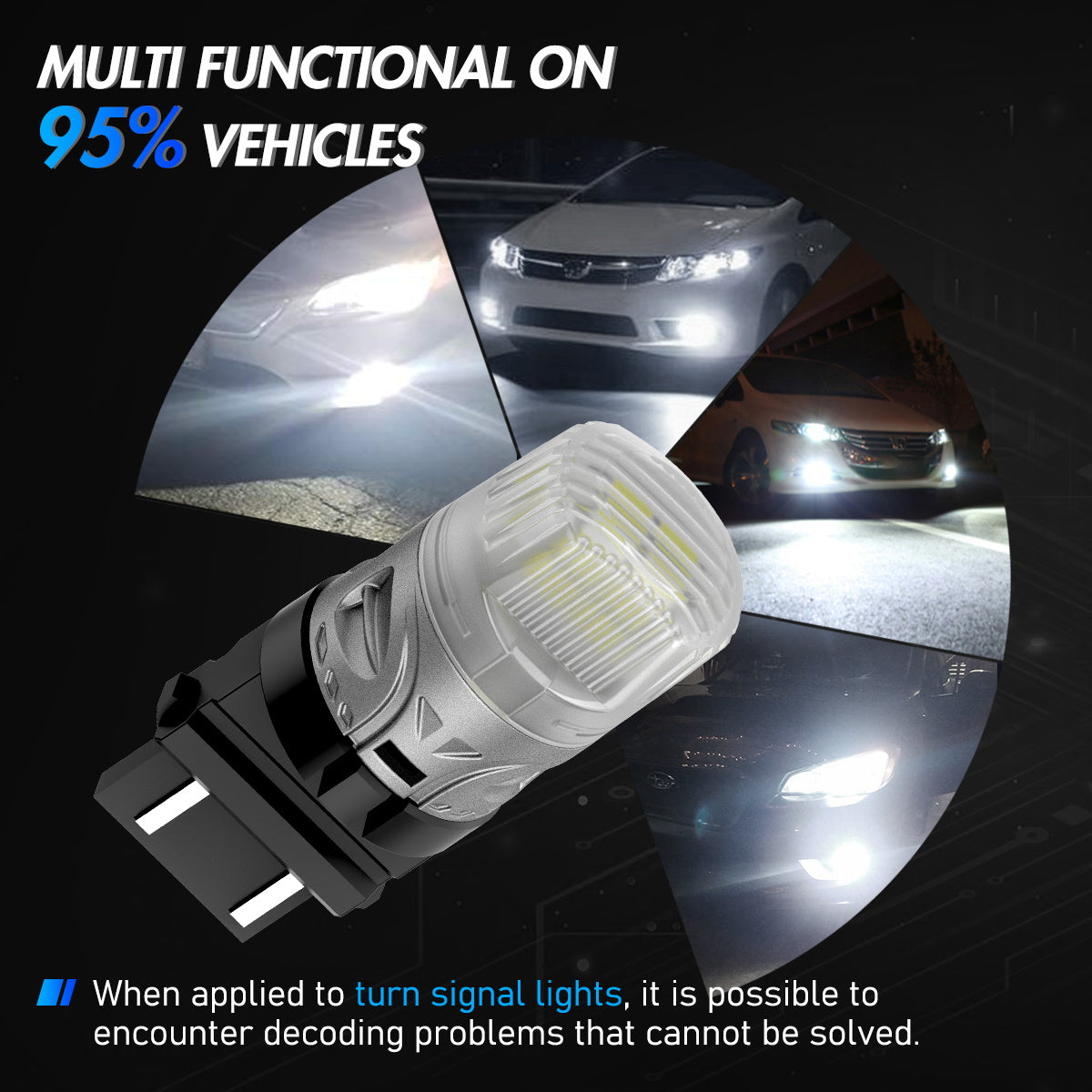 3157 3047 3057 3155 3157 3157AV LED Bulbs for Rear Front Sinal Lights DRL - White - NOVSIGHT