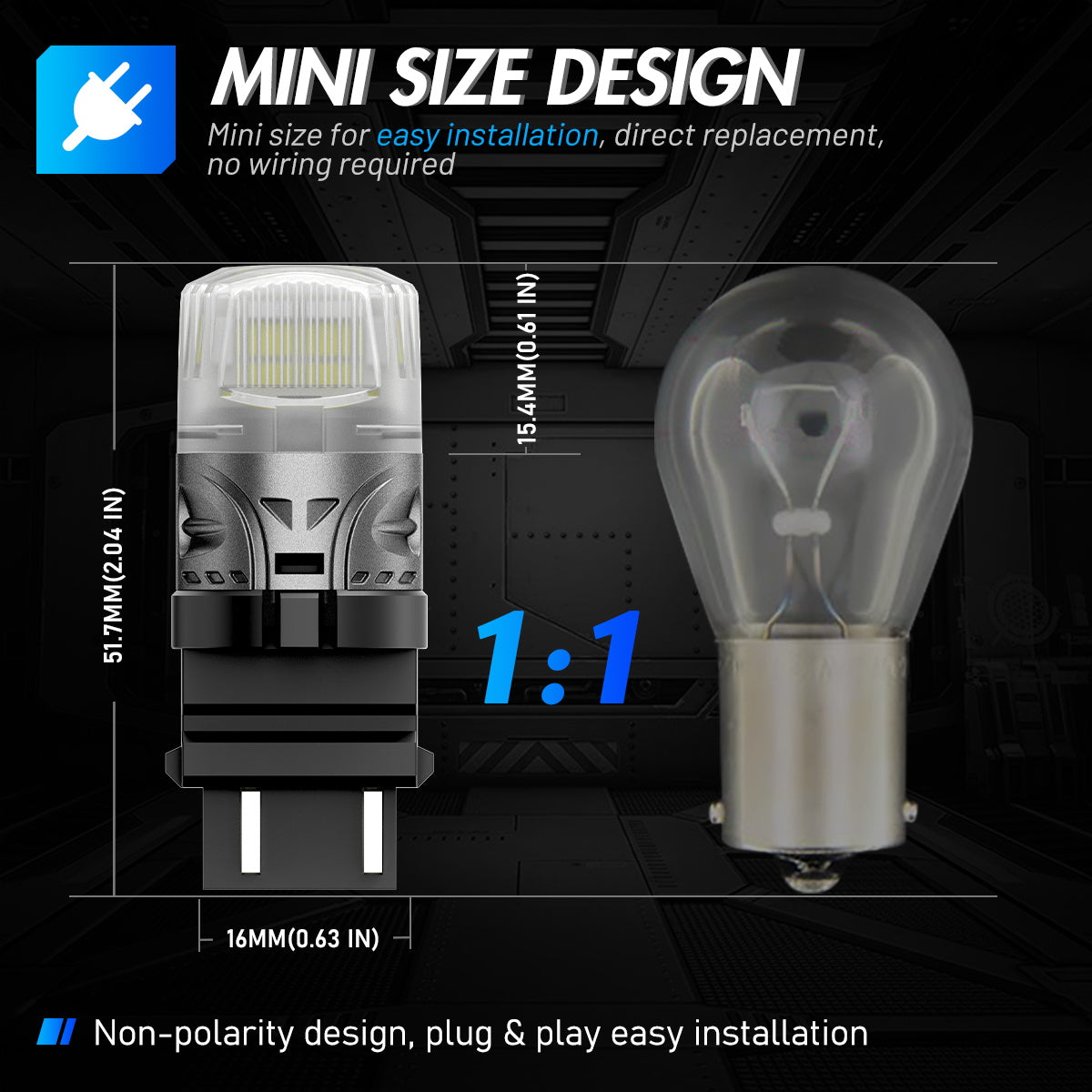 3157 3047 3057 3155 3157 3157AV LED Bulbs for Rear Front Sinal Lights DRL - White - NOVSIGHT
