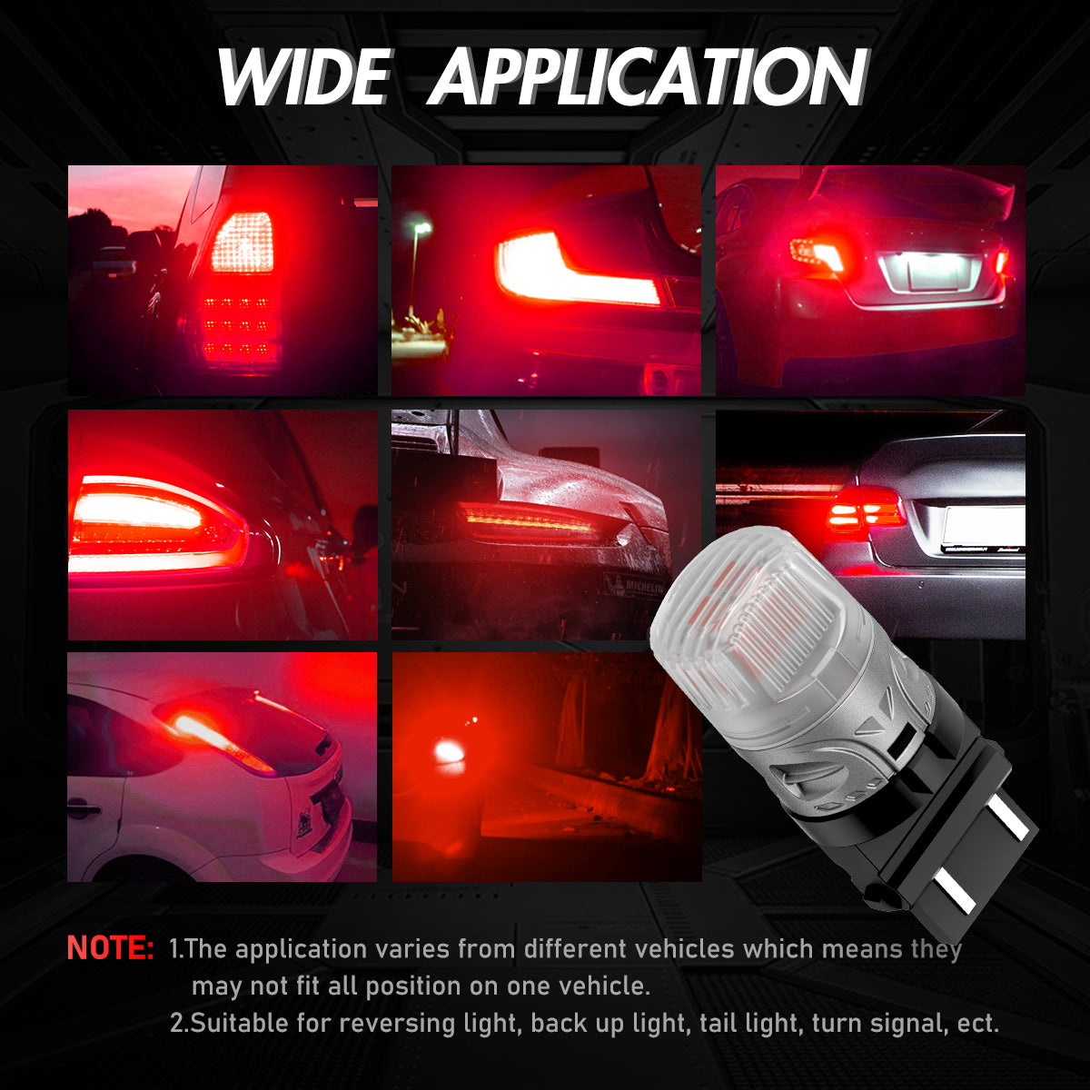 3157 3047 3057 3155 3157 3157AV LED Bulbs for Rear Brake Tail Lights - Red - NOVSIGHT