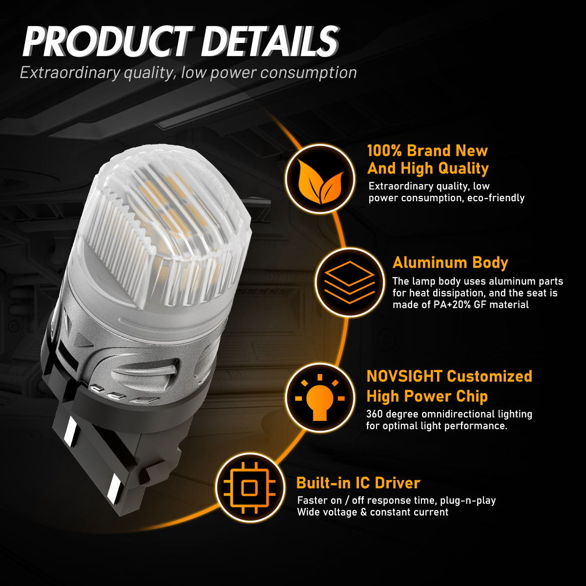 3157 3047 3057 3155 3157 3157AV LED Bulbs for Rear Front Turn Signal Lights - Yellow - NOVSIGHT