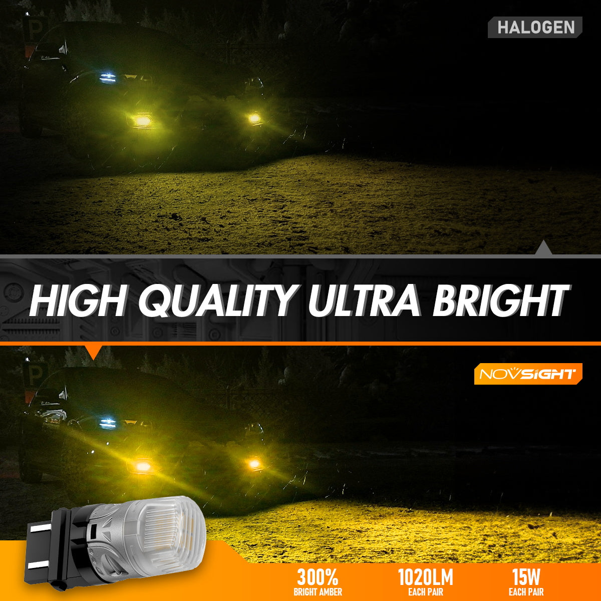 3157 3047 3057 3155 3157 3157AV LED Bulbs for Rear Front Turn Signal Lights - Yellow - NOVSIGHT