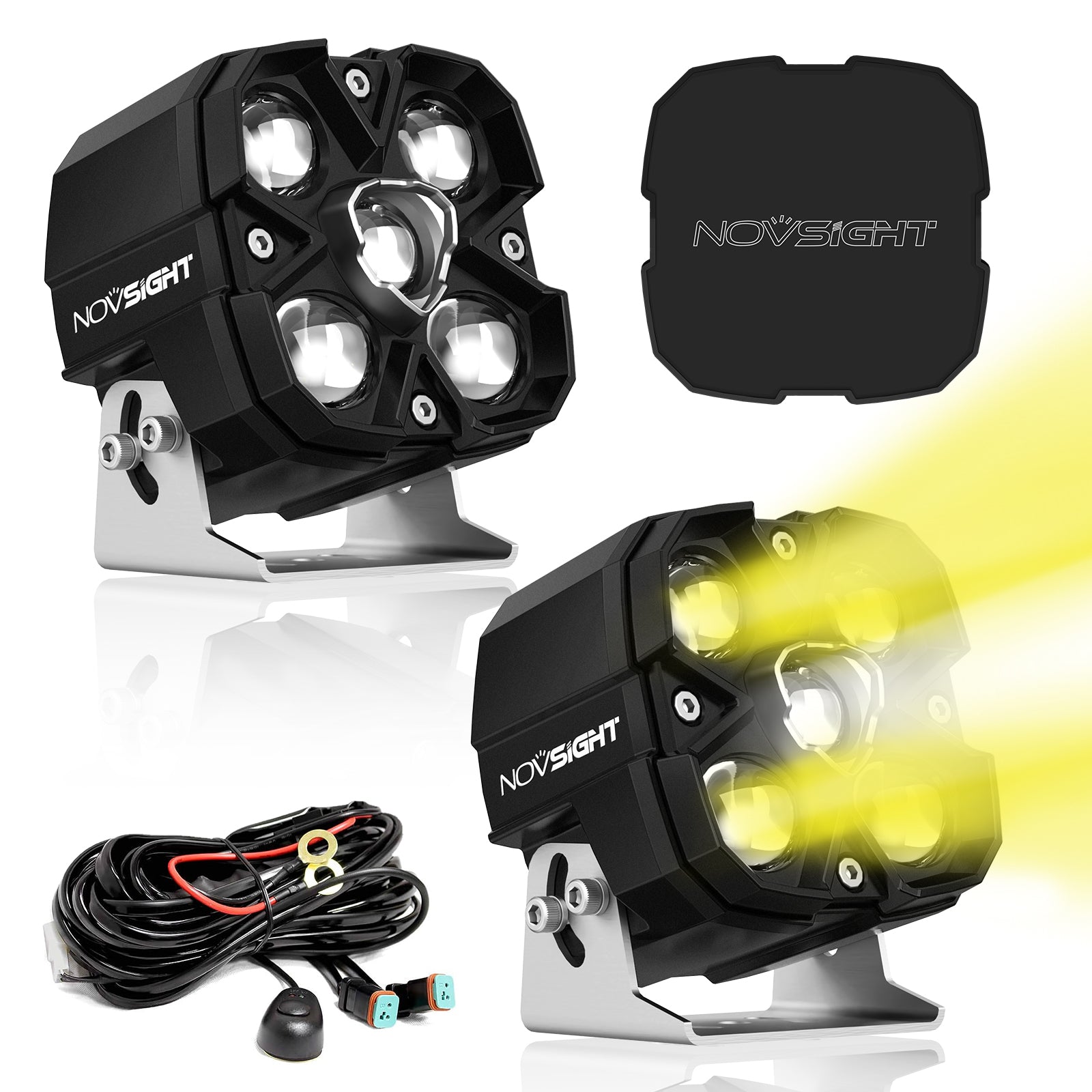 CYBER 1 Series | 4 Inch Off-road LED Pods Driving Light Yellow and White with Dual Beam Modes Driving and Spot - NOVSIGHT