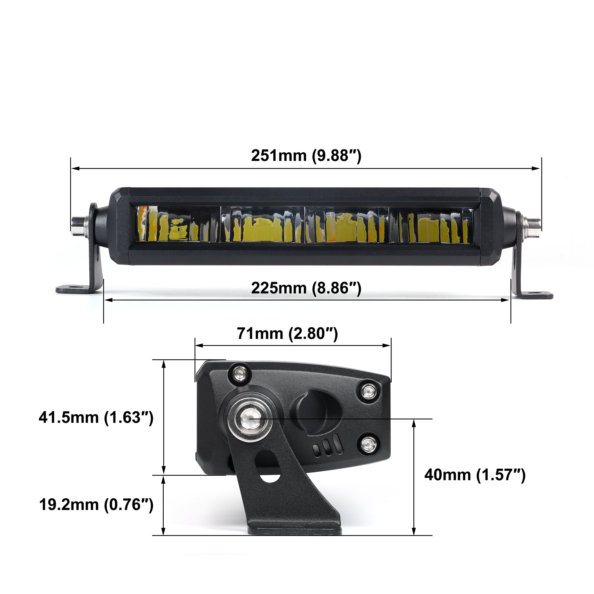 Off Road LED Light Bar 10 Inch Single Row Dual Beam White Amber - NOVSIGHT