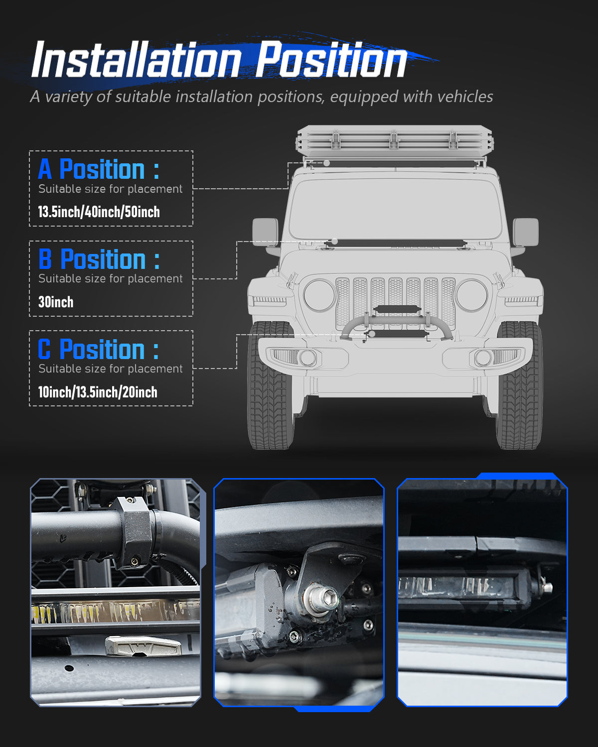 Off Road LED Light Bar 50 Inch Single Row Dual Beam White Amber - NOVSIGHT