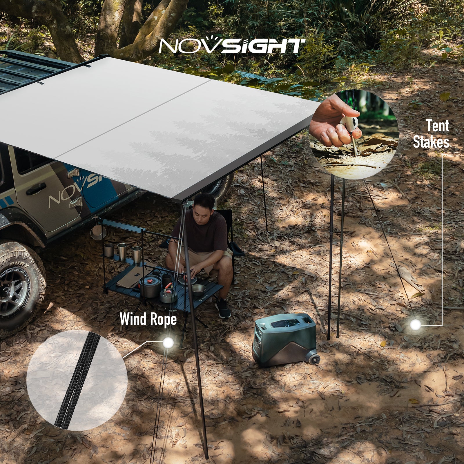 Novsight Car Side Awning Tent Anti UV for Outdoor Camping Overland Shelter for JEEP SUV Van Camper Trailer - NOVSIGHT