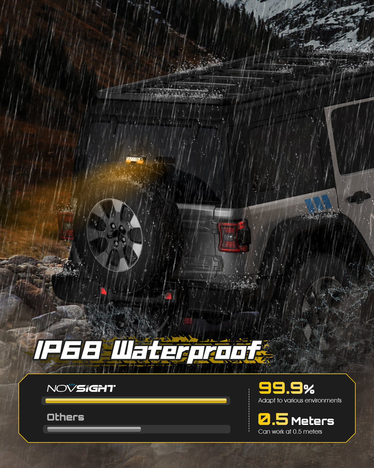 6 Inch LED Integrated Reverse and Brake Light Bar Flood Beam Yellow White - NOVSIGHT