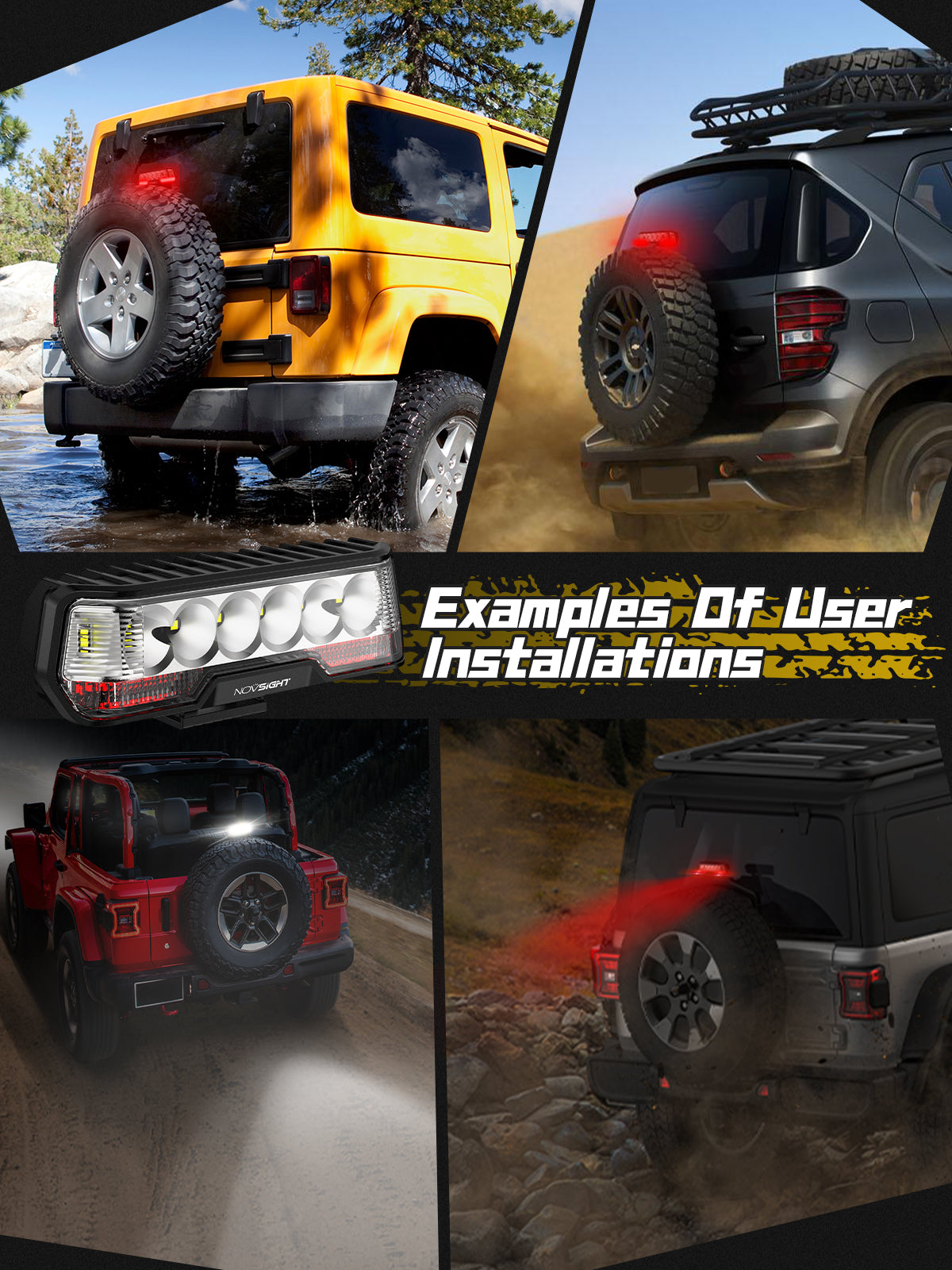 6 Inch LED Integrated Reverse and Brake Light Bar Spot Beam Red Light - NOVSIGHT