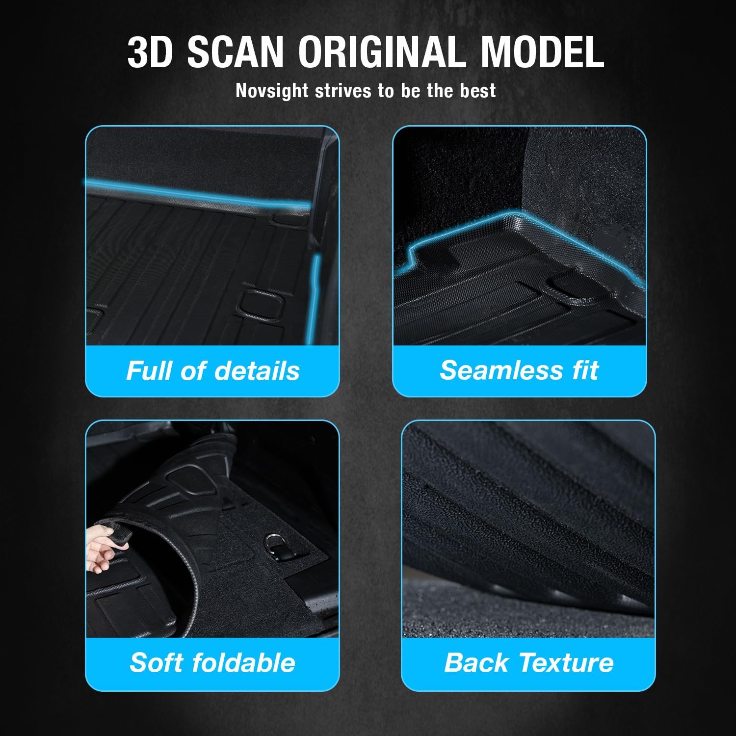 Jeep Grand Cherokee 2011-2021 (Non-L or WK) Floor Mats Custom Fit Car TPE Liners 1st & 2nd Row Full Set - NOVSIGHT