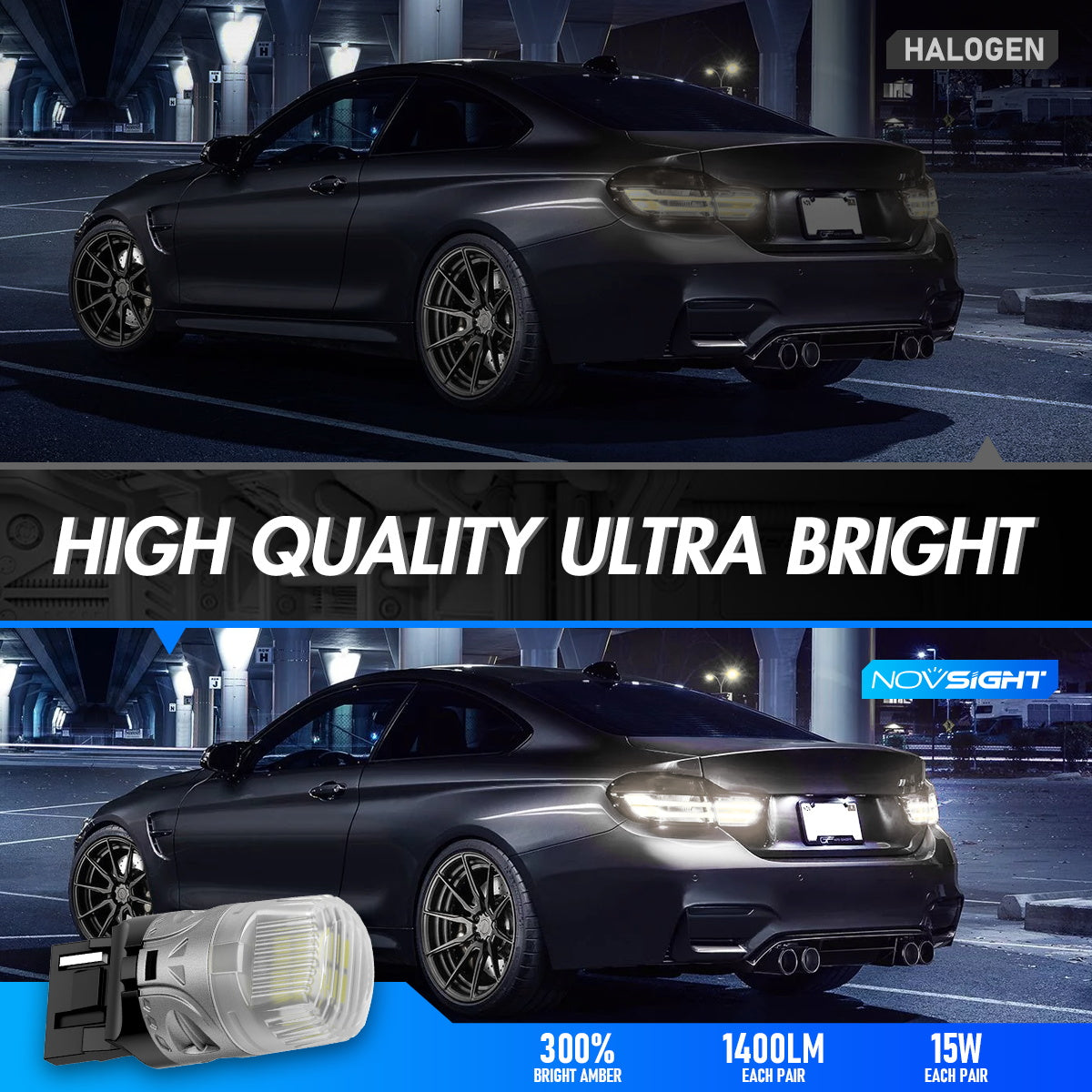 7440 T20 7441 992 WY21W LED Bulbs for Rear Front Reverse Lights DRL - White - NOVSIGHT