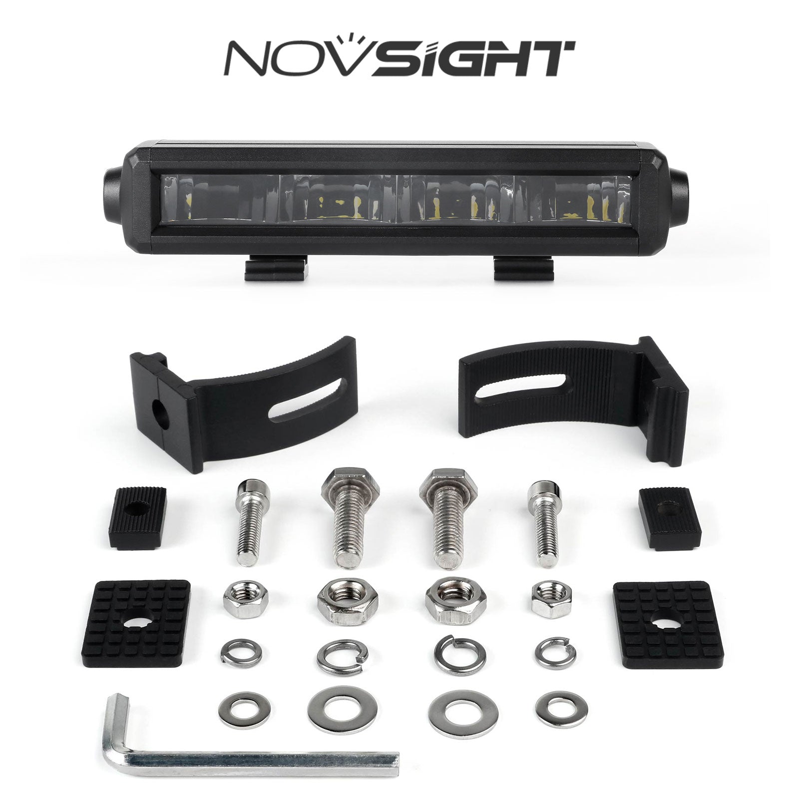 Off Road LED Light Bar 10 Inch Single Row Dual Beam White Amber - NOVSIGHT
