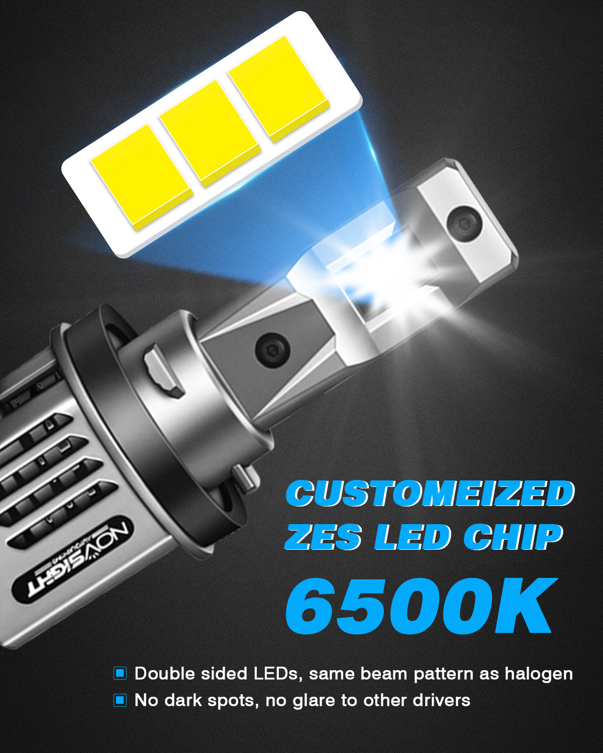 2000-2020 Chevrolet Tahoe Custom-Fit LED Headlight Bulbs H11 9005 Conversion Kits 4 Bulbs - NOVSIGHT