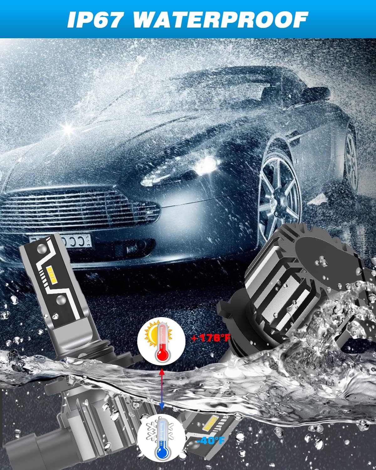 NOVSIGHT 9005 9006 Led Headlight Bulbs Combo 300% Brightness 9005/HB3 High Beam 9006/HB4 Low Beam 1:1 Mini Size Headlight Conversion Kits 6500K Cool White Replacement Headlights Halogen, Pack of 4 - NOVSIGHT