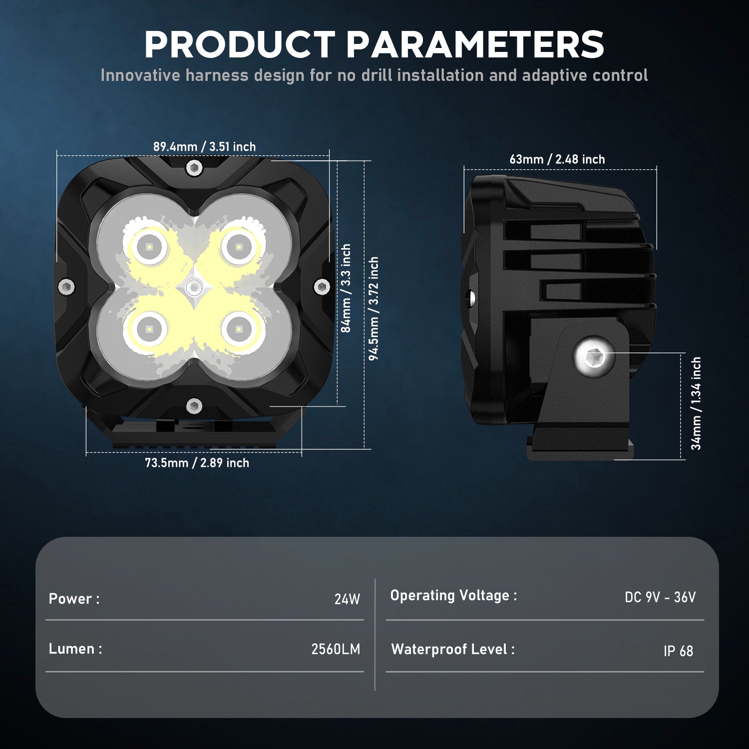 3 Inch Off-Road LED Pods Spot Lights with High Intensity for Truck Wrangler Jeep Ram Suv Atv Boat - NOVSIGHT