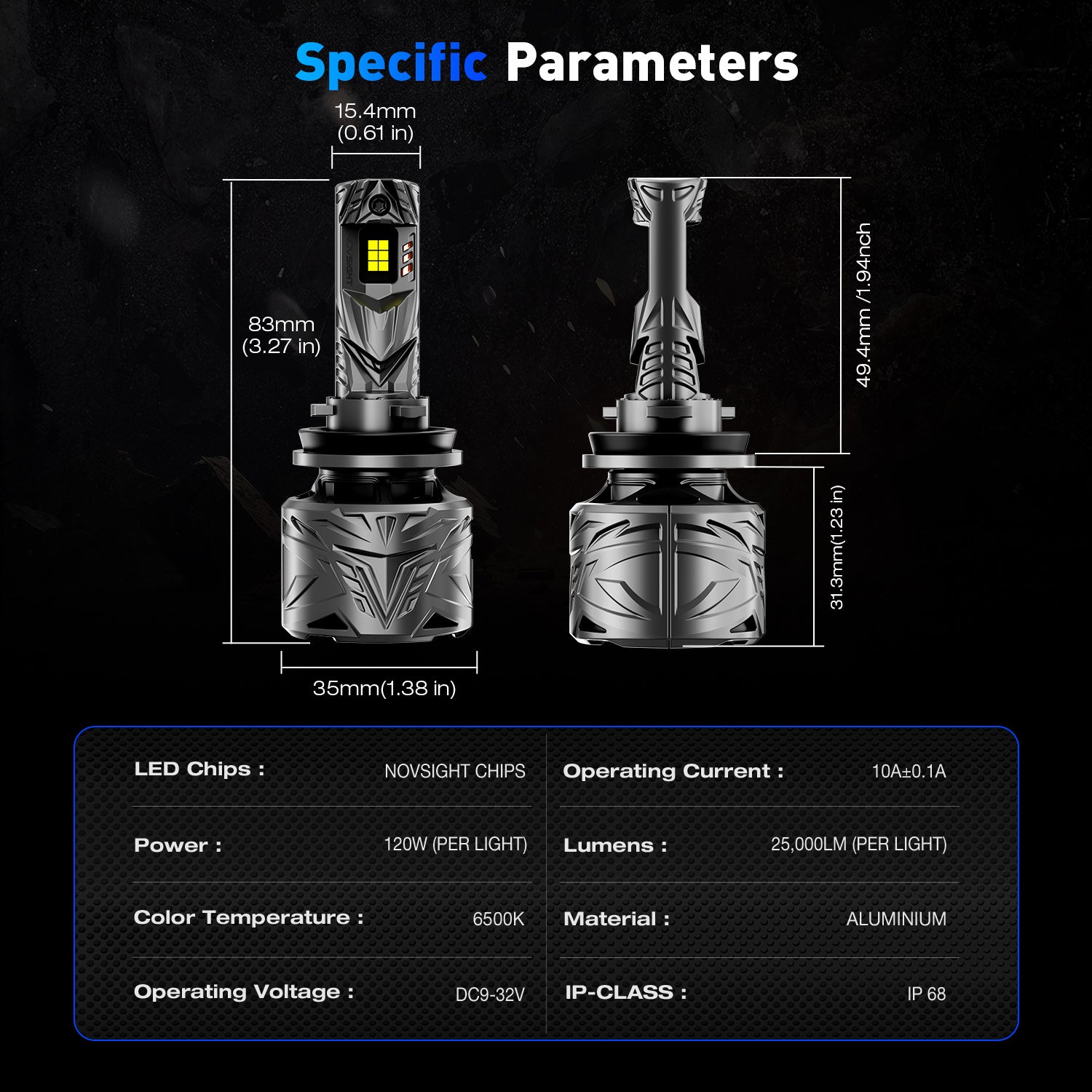 N70 Series | H11 H9 H8 LED Bulbs Super Bright Headlights 240W 50000LM 6500K White | 2 Bulbs