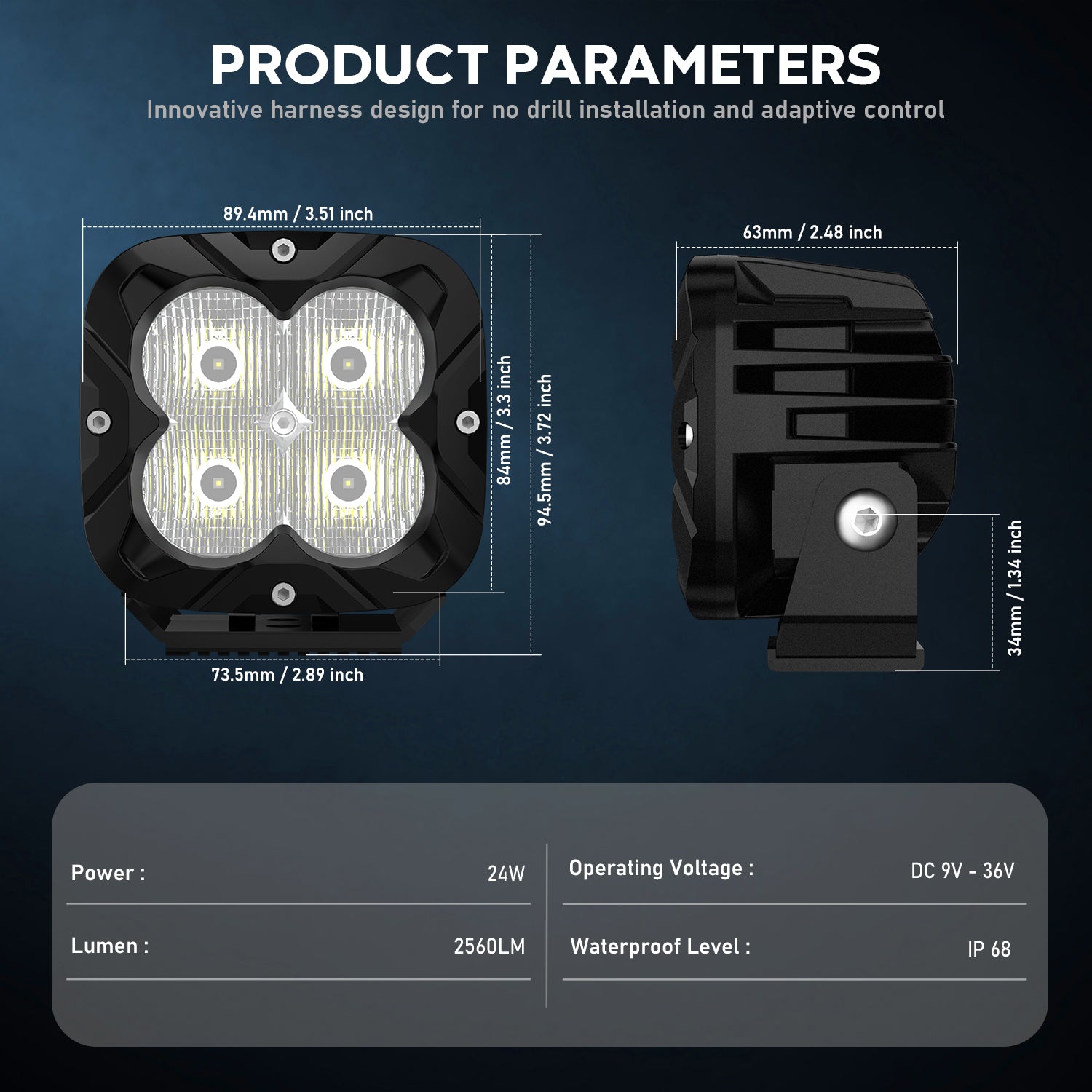 3 Inch Off-Road LED Pods Driving Lights with High Intensity for Truck Wrangler Jeep Ram Suv Atv Boat - NOVSIGHT