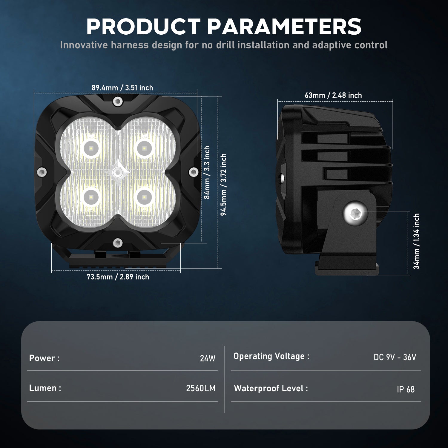 3 Inch Off-Road LED Pods Flood Lights with High Intensity for Truck Wrangler Jeep Ram Suv Atv Boat - NOVSIGHT