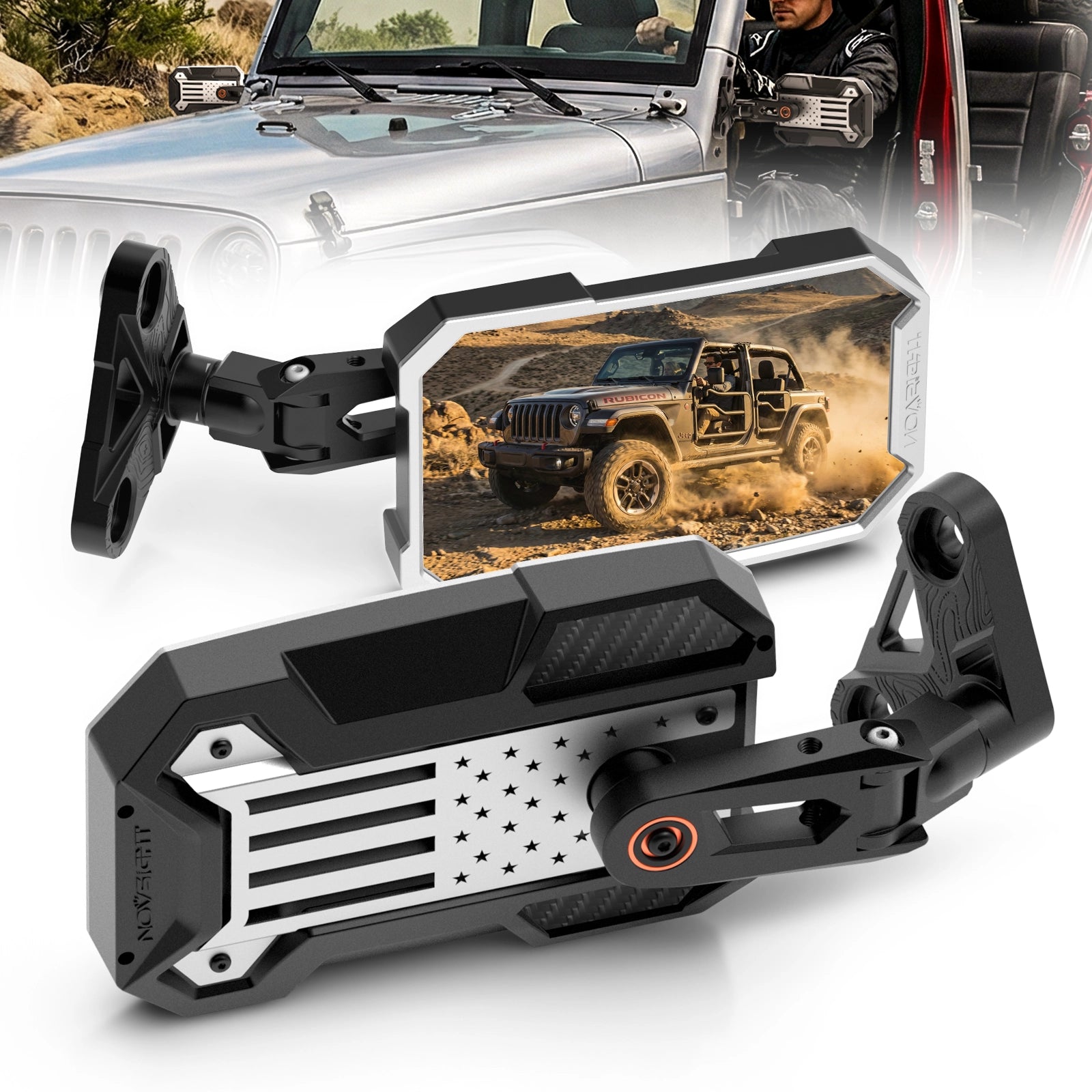 9-inch Side Mirrors for Doorless Driving on 2007–2018 Jeep Wrangler JK JKU - NOVSIGHT