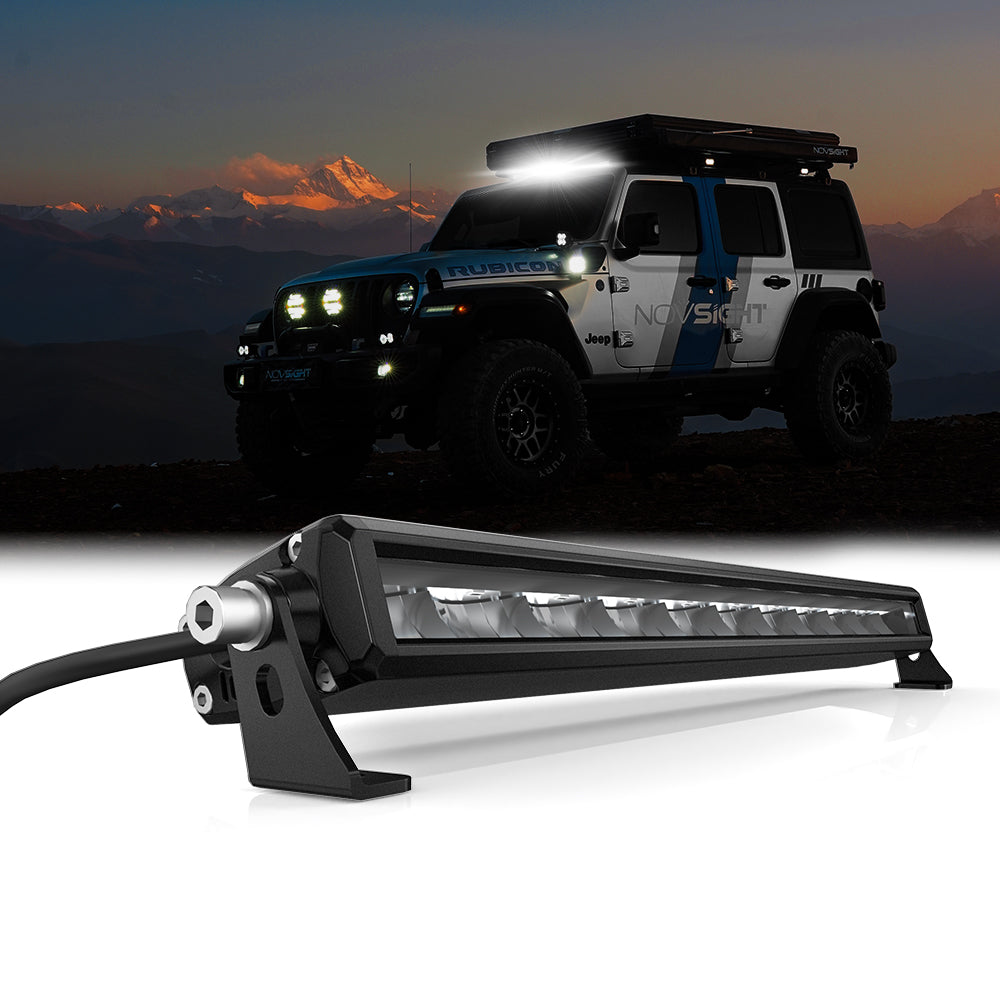 Off Road LED Light Bar 20 Inch Single Row High Power Driving Beam with  Wiring Harness