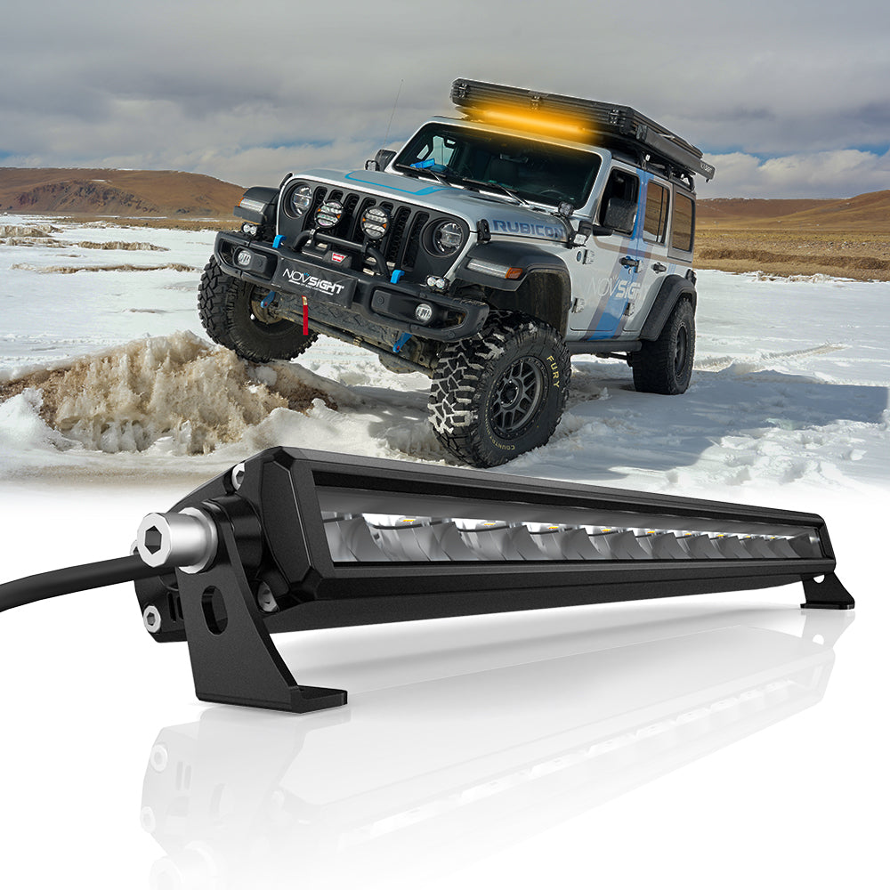 Off Road LED Light Bar 10 Inch Single Row Dual Beam White Amber - NOVSIGHT