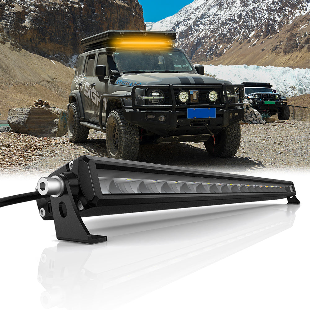 Off Road LED Light Bar 30 Inch Single Row Dual Beam White Amber with Wiring  Harness