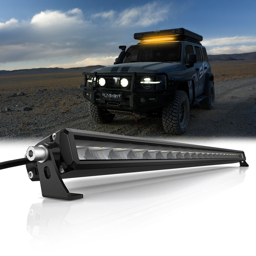 Off Road LED Light Bar 40 Inch Single Row Dual Beam White Amber - NOVSIGHT