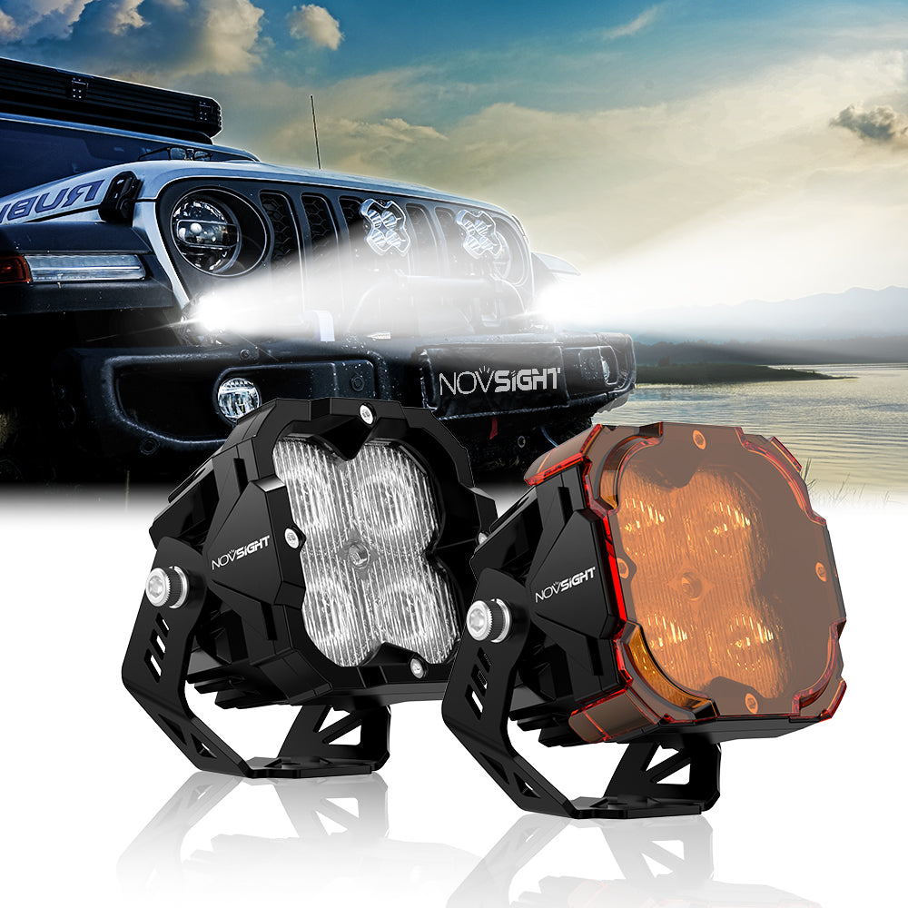 TRUE MODS 3 120W LED Pods Offroad Driving Ditch Light Cube [Amber Turn  Signal Marker Light] Off-Road Fog Lights for UTV ATV Jeep Wrangler Truck