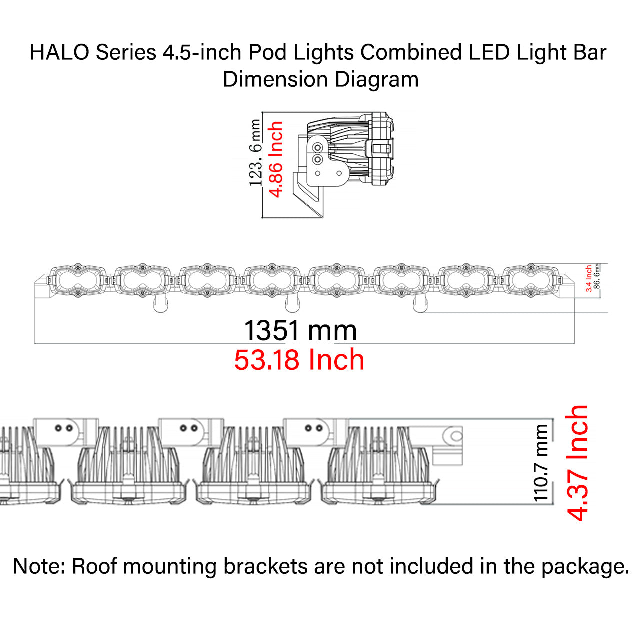 Unidades LED de 6" serie HALO con par de sistema de kit de luces dobles DRL de 66 W