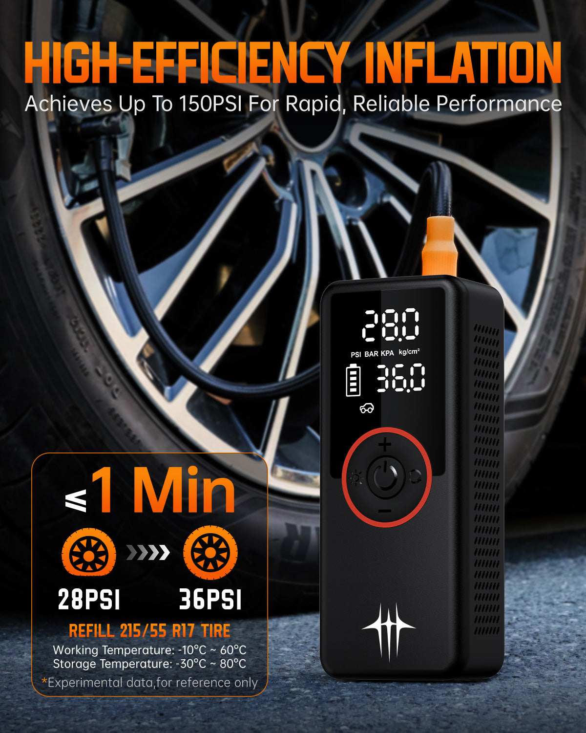 Tire Inflator Portable Air Compressor Tire Air Pump for Car Tires - NOVSIGHT