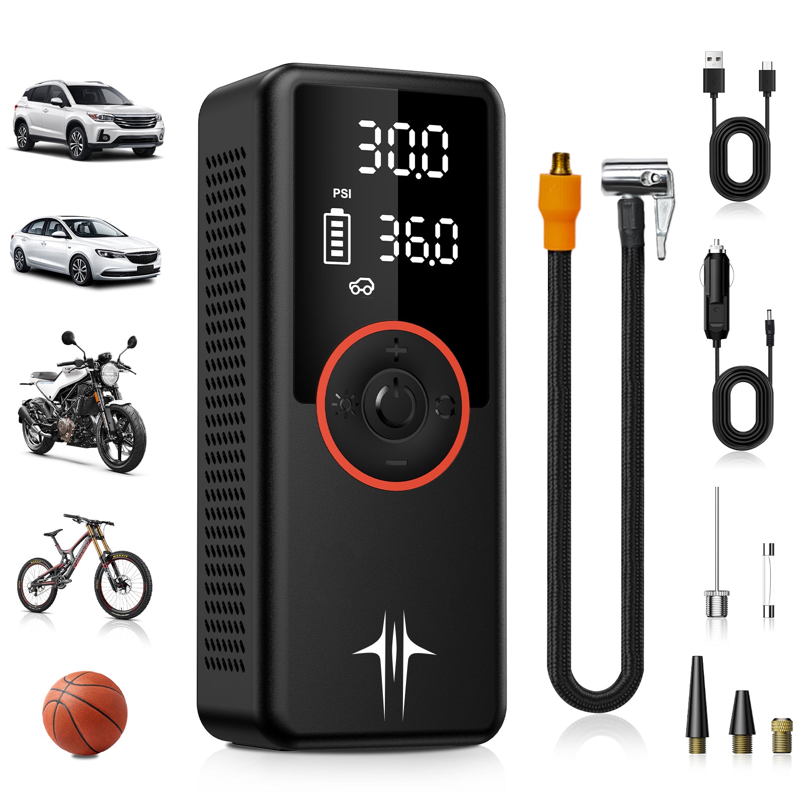 Tire Inflator Portable Versatile Air Compressor Tire Air Pump for Car Tires - NOVSIGHT