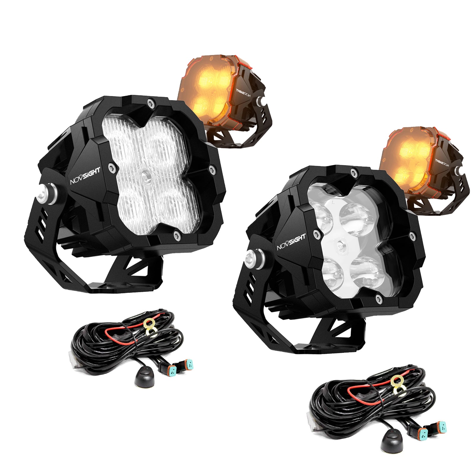 CYBER Series | 3 Inch Cube LED Pod Lights With Harness - NOVSIGHT