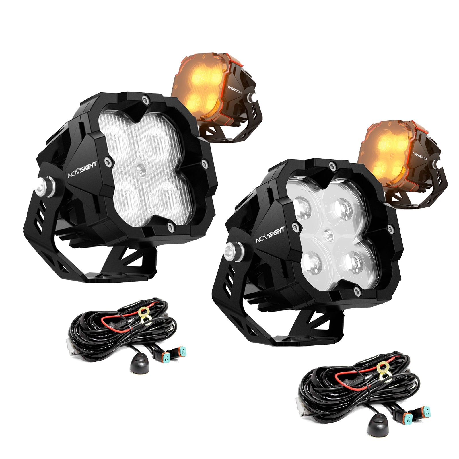 CYBER Series | 3 Inch Cube LED Pod Lights With Harness - NOVSIGHT