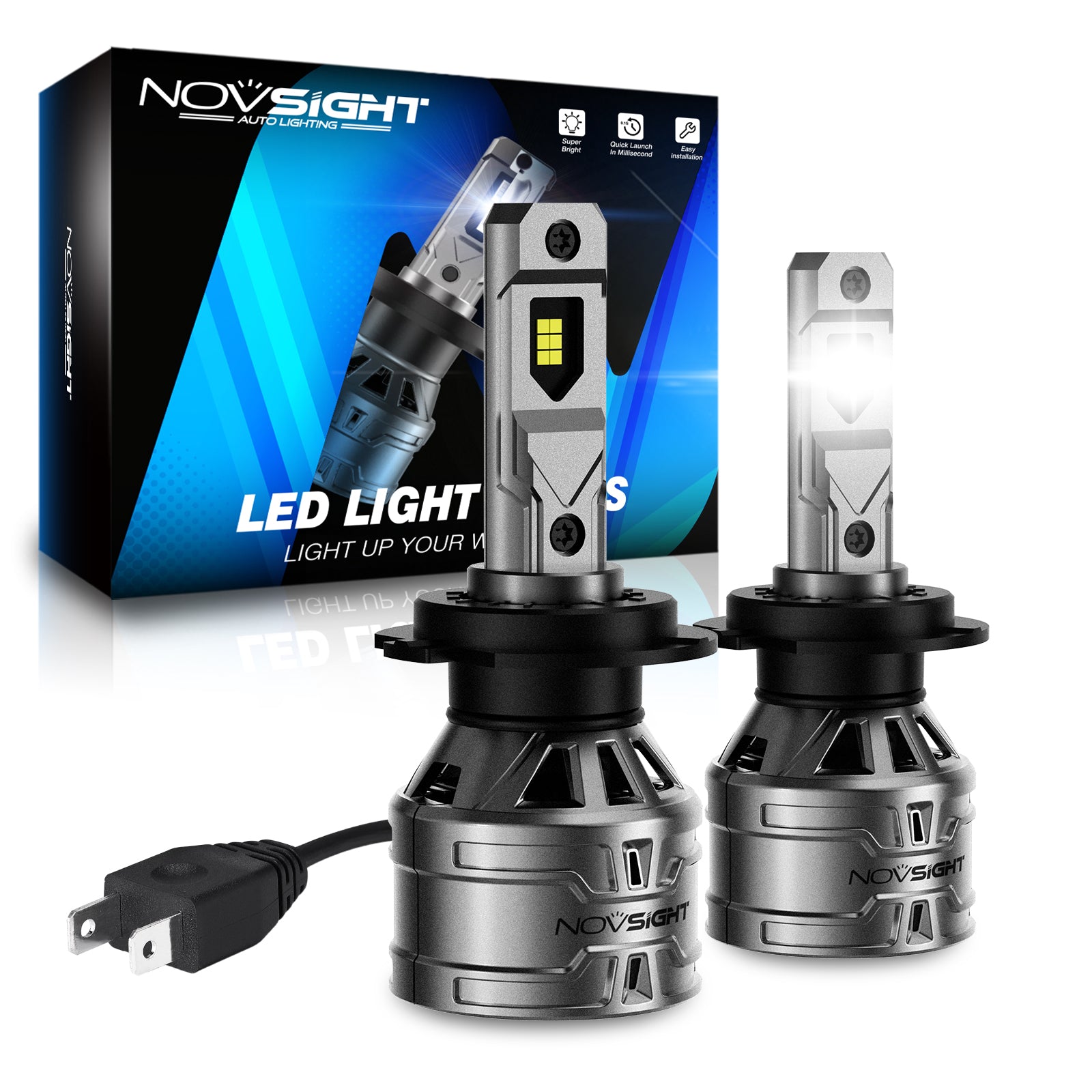 N61 General Series | H7 LED Bulbs Stable Output 60W 13000LM 6500K White | 2 Bulbs - NOVSIGHT