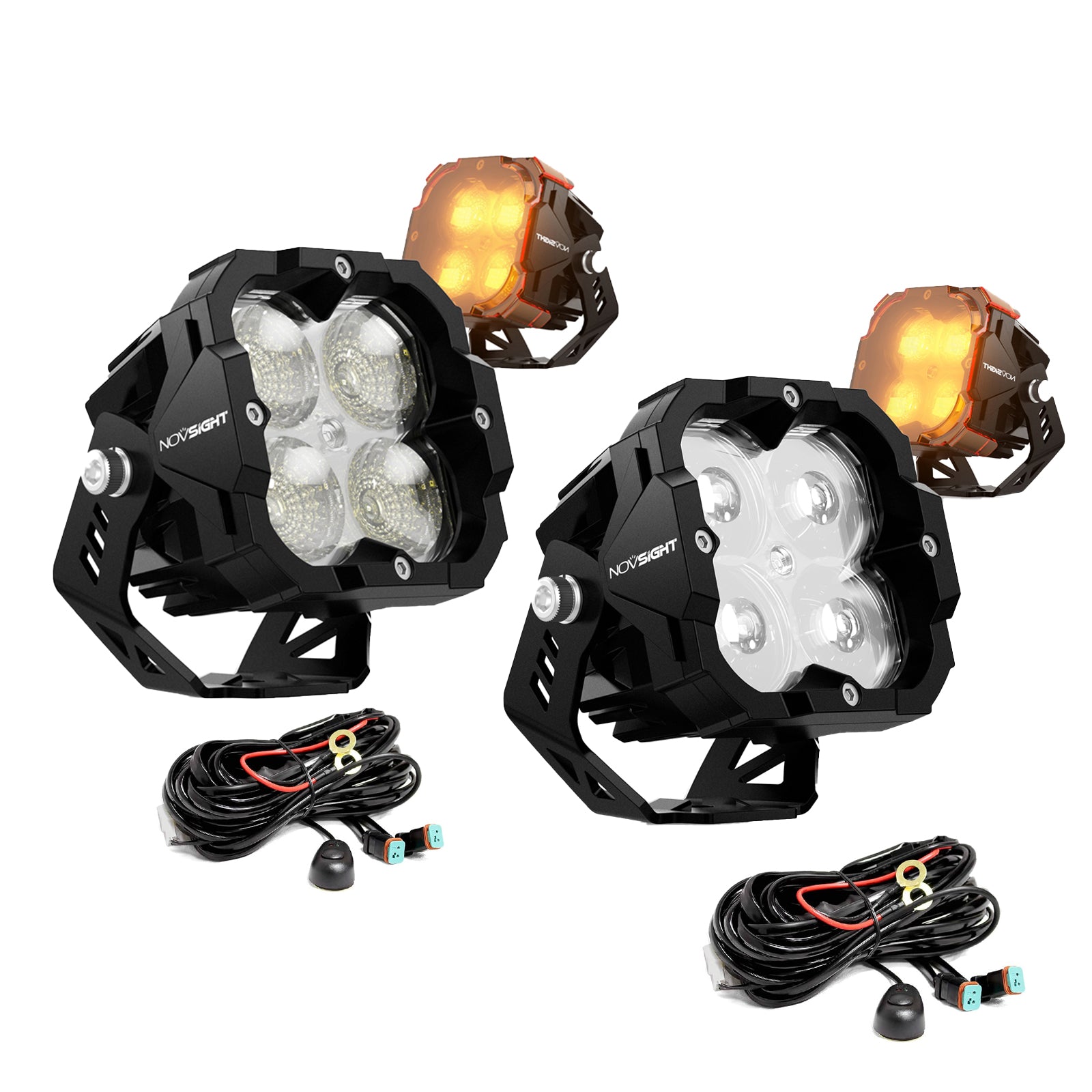 CYBER Series | 3 Inch Cube LED Pod Lights With Harness - NOVSIGHT
