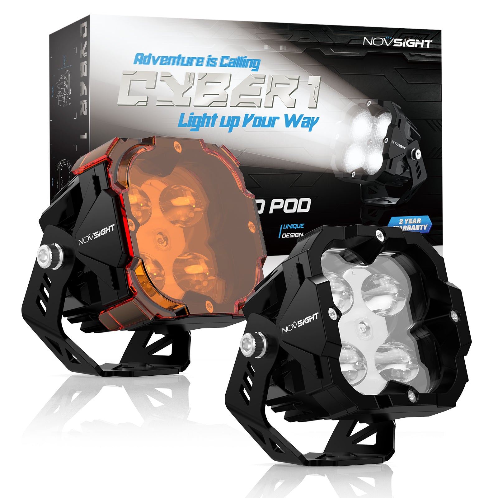CYBER 1 Series | 3 Inch Cube Pods Off-road Auxiliary SAE Fog Light Ditch LED Light - NOVSIGHT